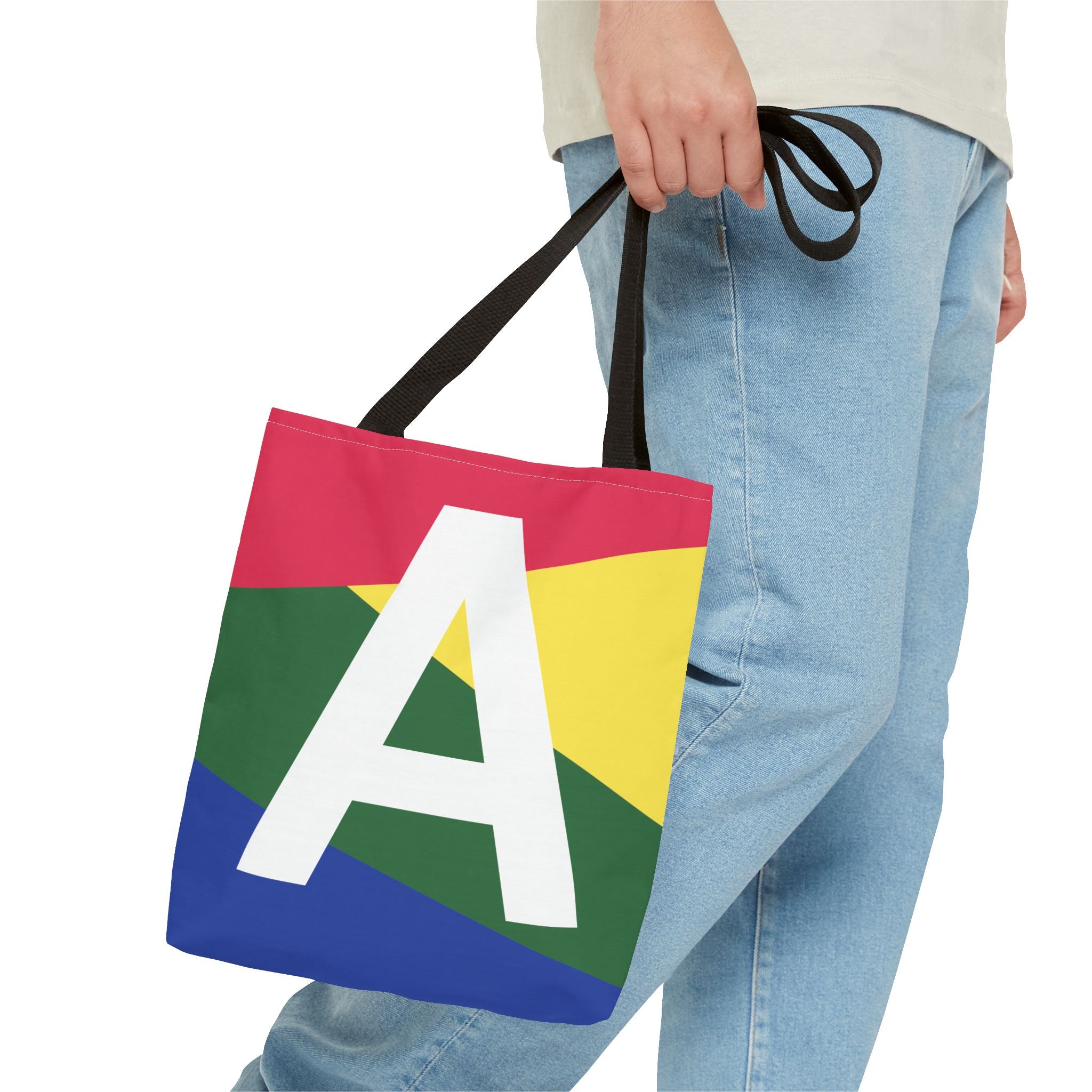 Monogram 'A' Colorblock Tote Bag — Personalized Initial A Shoulder Tote