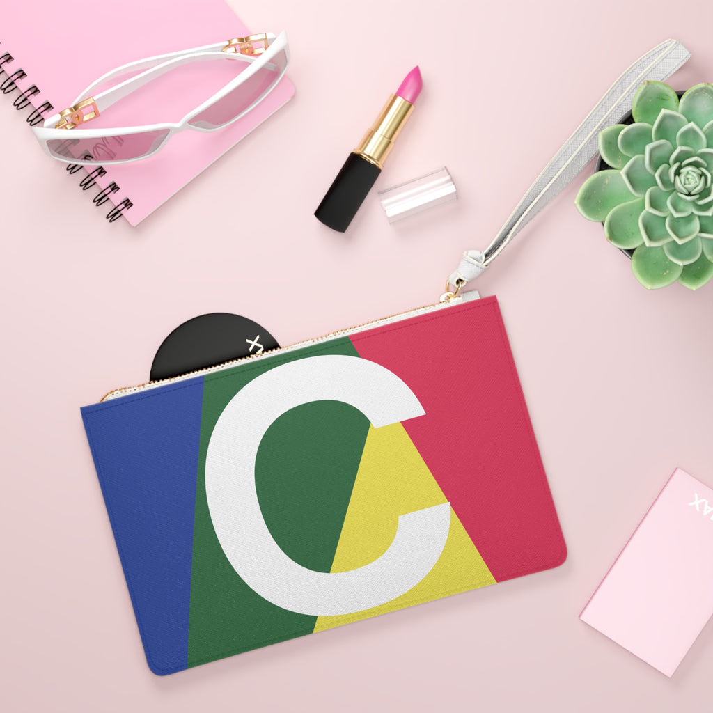 Monogram 'C' Colorblock Clutch Bag — Bold Geometric Wristlet for Everyday & Gifts