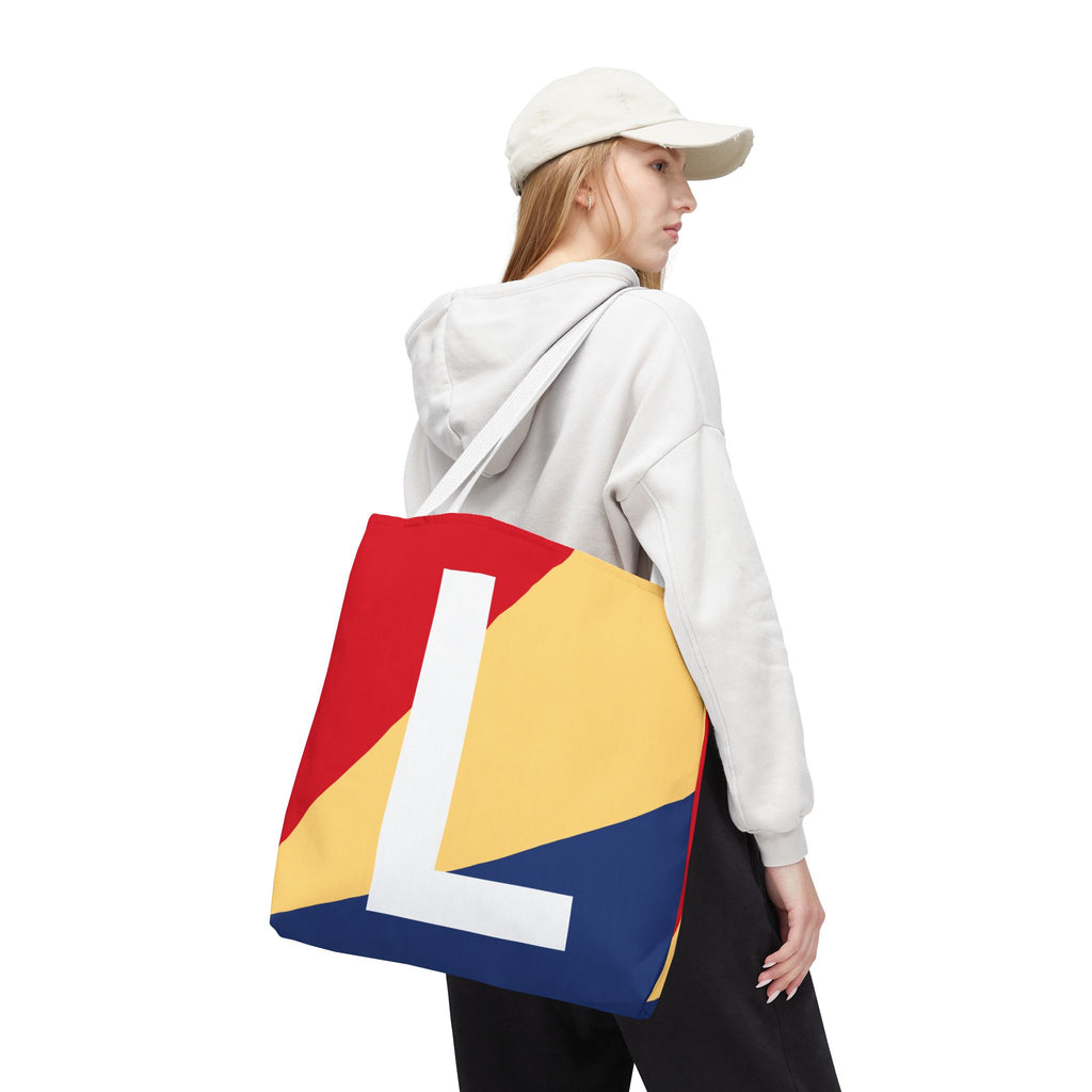 Monogram 'L' Colorblock Tote Bag — Personalized Initial L Shoulder Tote