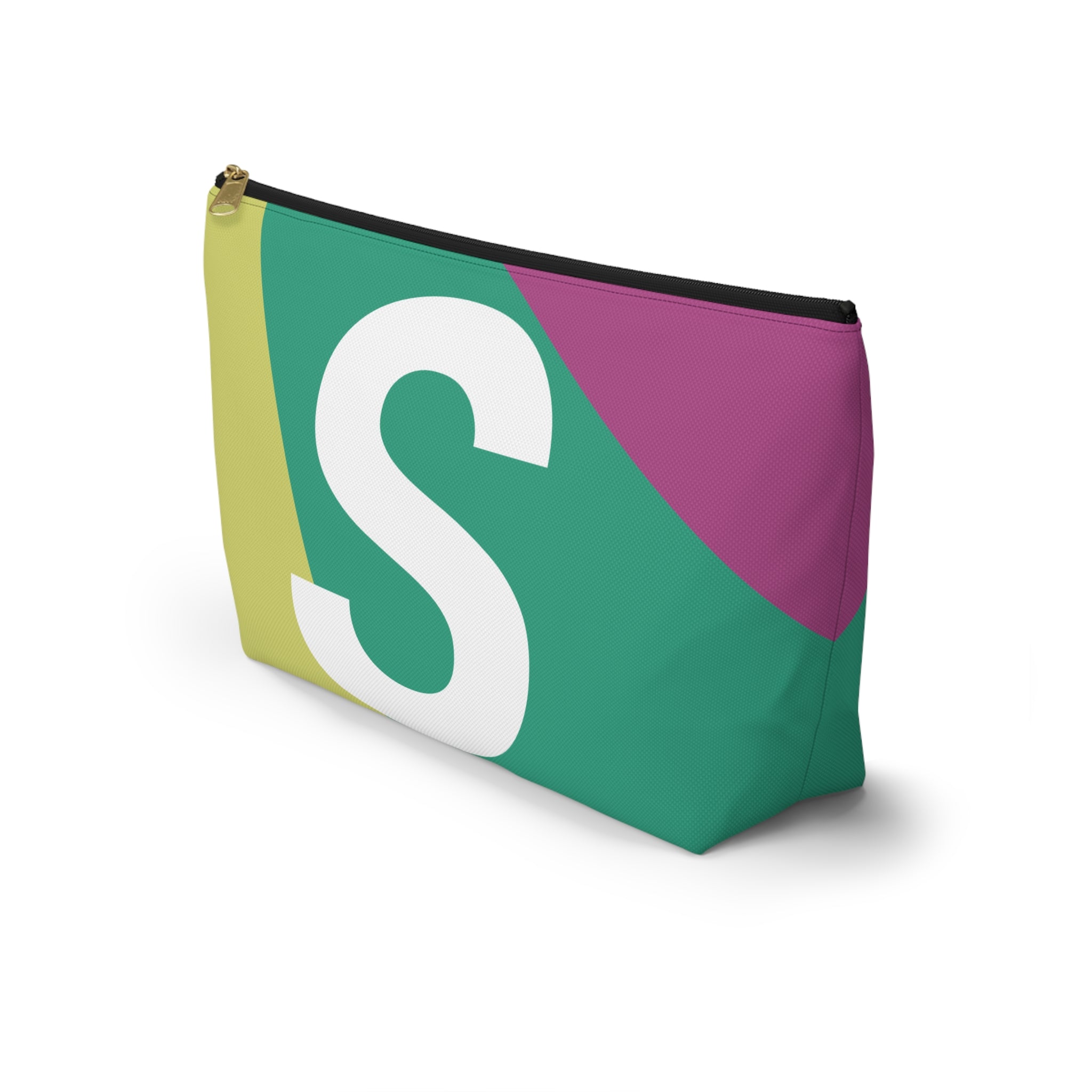 Initials Colorblock Accessory Pouch — Monogram S T-Bottom Cosmetic Bag