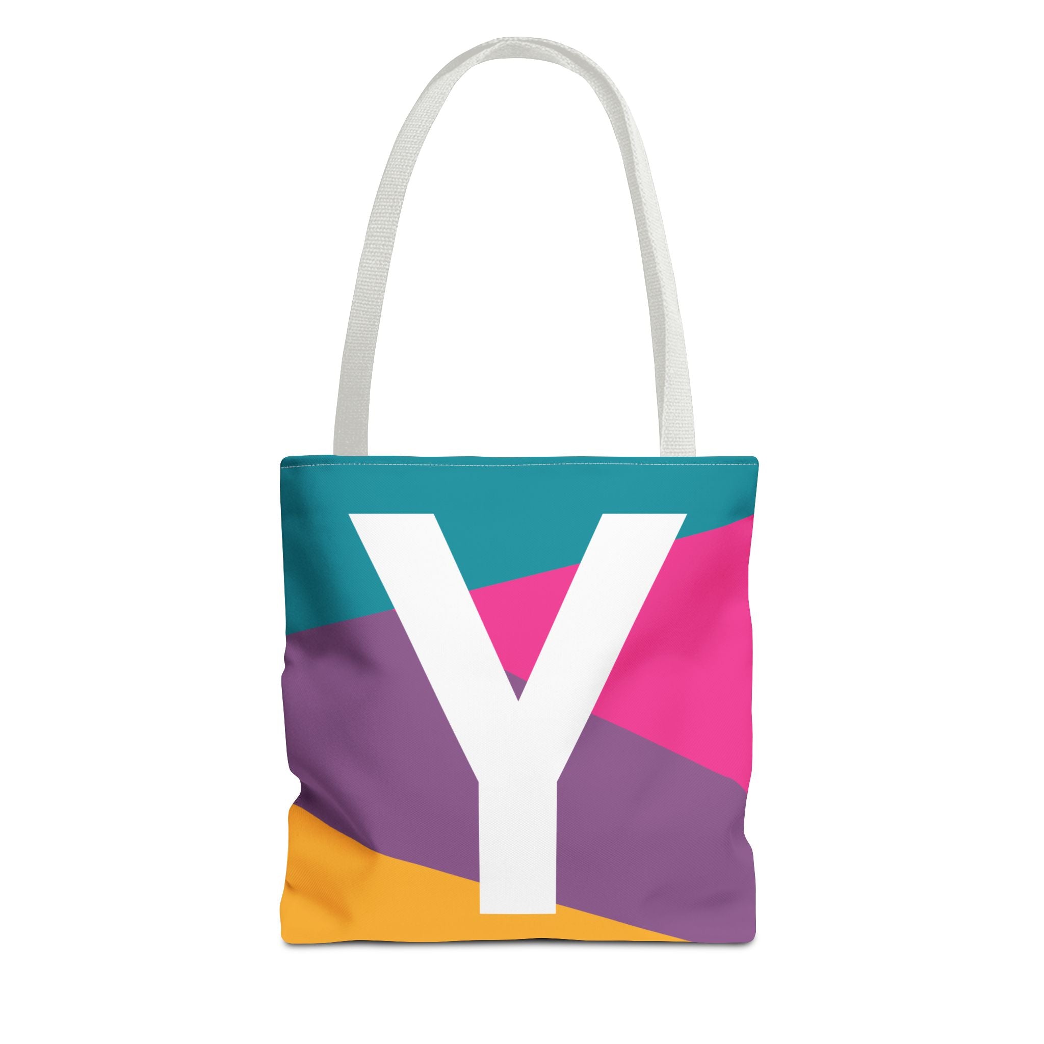 Monogram 'Y' Colorblock Tote Bag — Personalized Initial Y Shoulder Tote