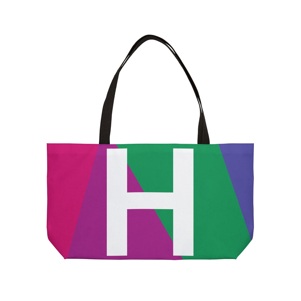 Personalized 'H' Colorblock Tote Bag — Monogram Weekender Tote