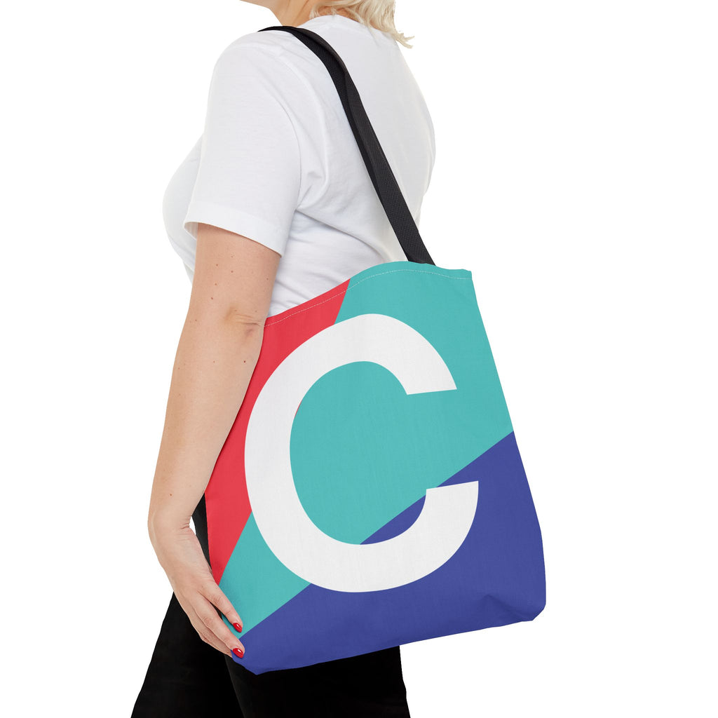 Monogram 'C' Colorblock Tote Bag — Personalized Initial C Shoulder Tote