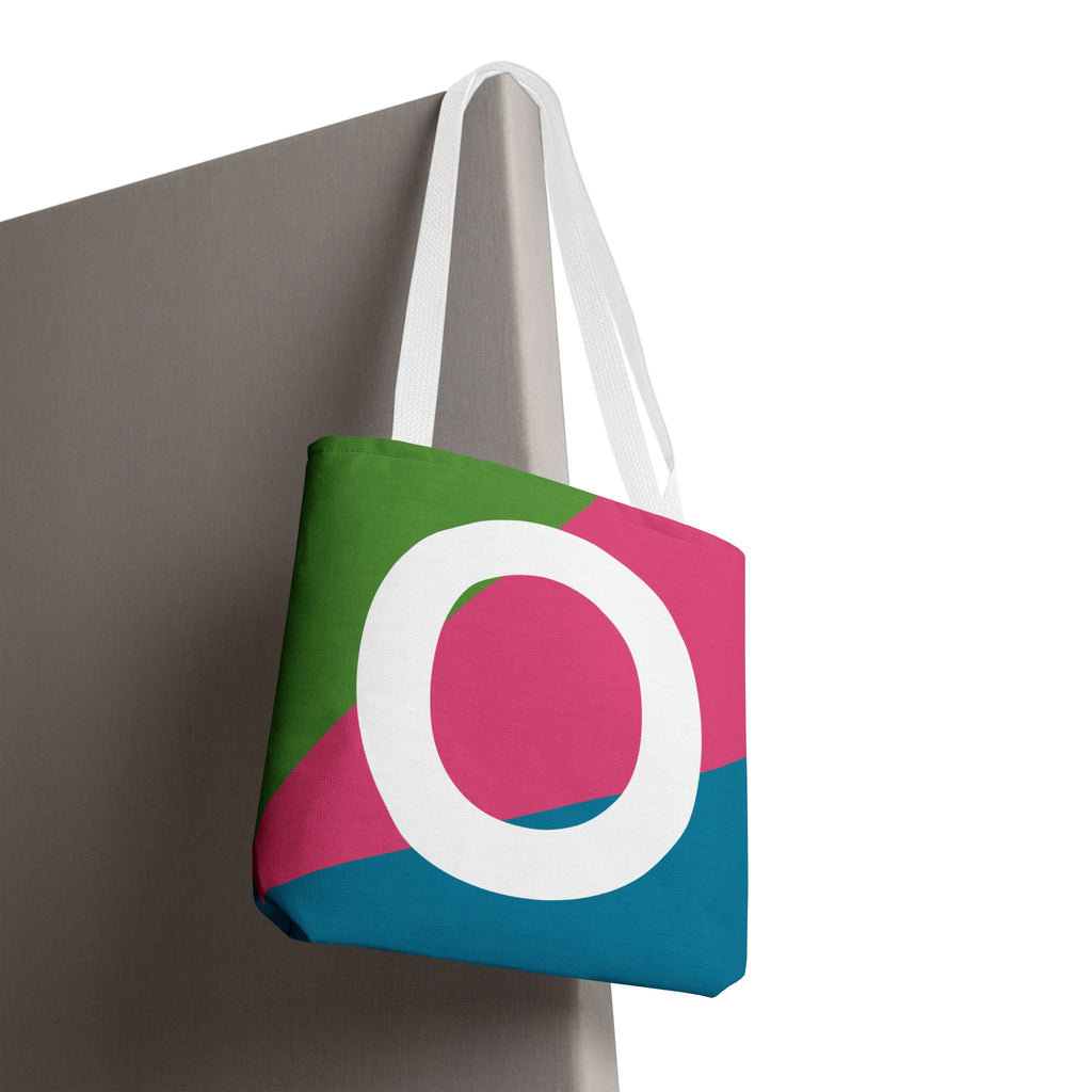 Monogram 'O' Colorblock Tote Bag — Personalized Initial O Shoulder Tote
