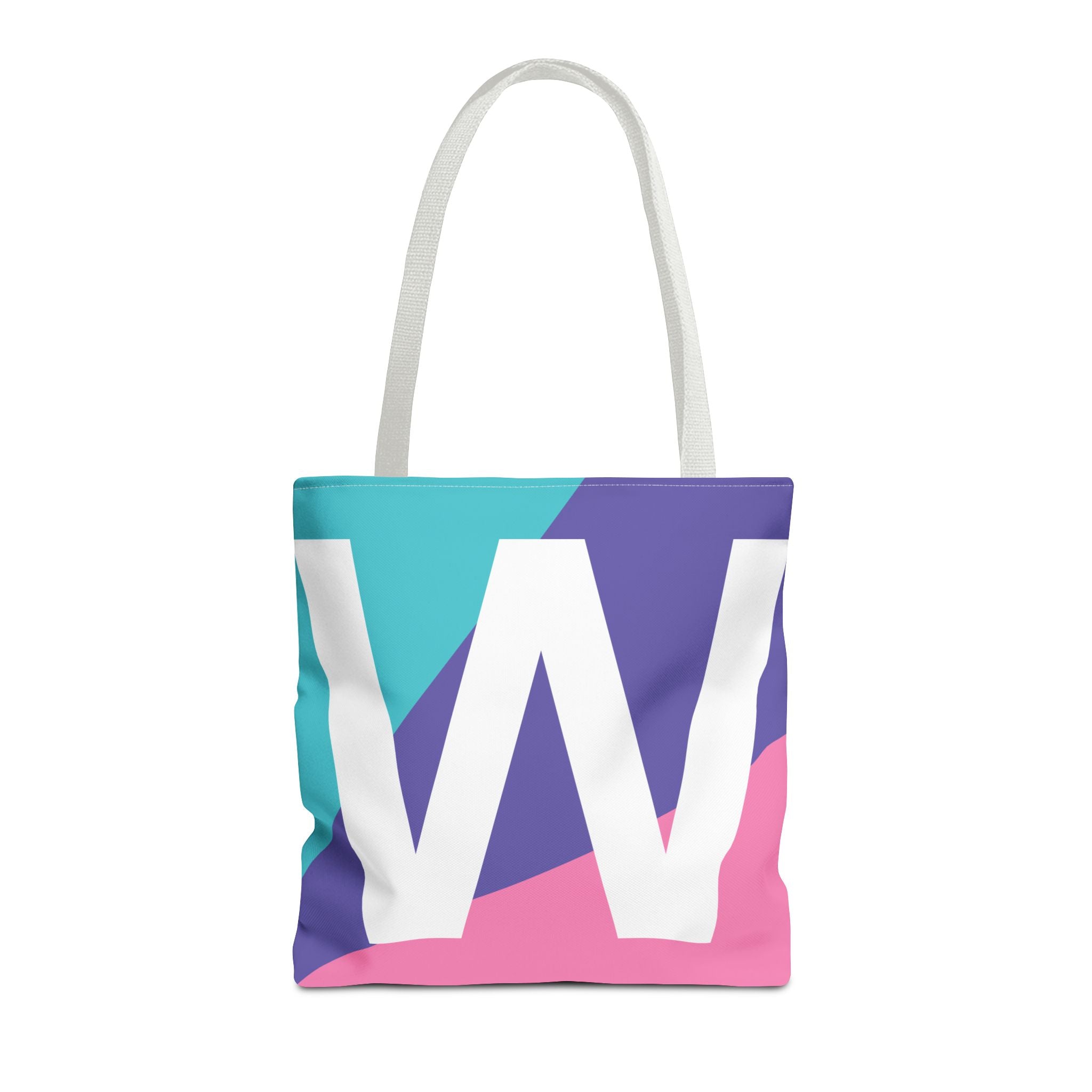 Monogram 'W' Colorblock Tote Bag — Personalized Initial W Shoulder Tote