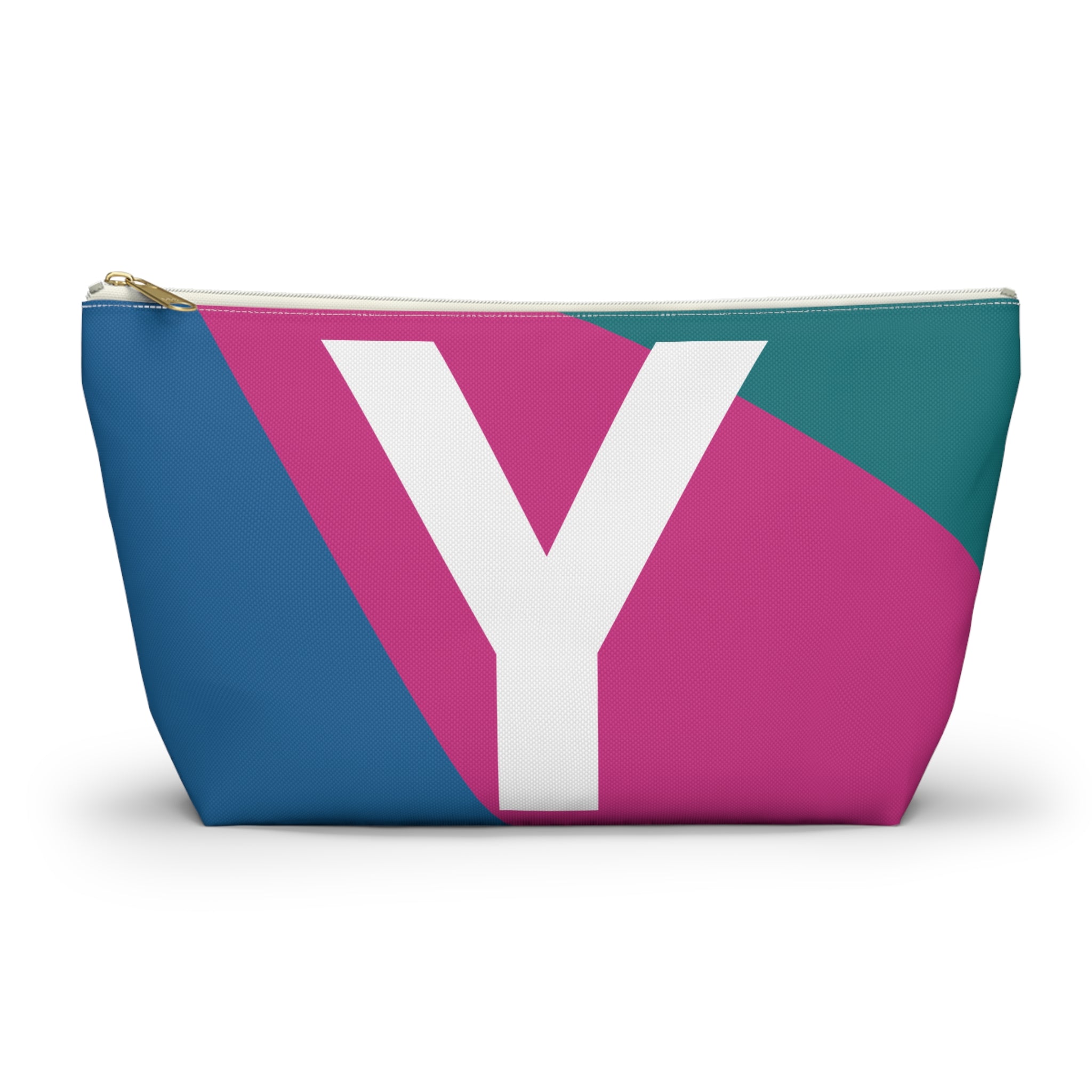 Initials Colorblock Accessory Pouch — Monogram Y T-Bottom Cosmetic Bag