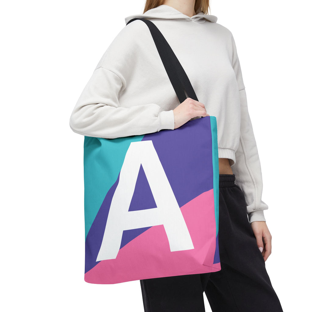 Monogram 'A' Colorblock Tote Bag — Personalized Initial A Shoulder Tote