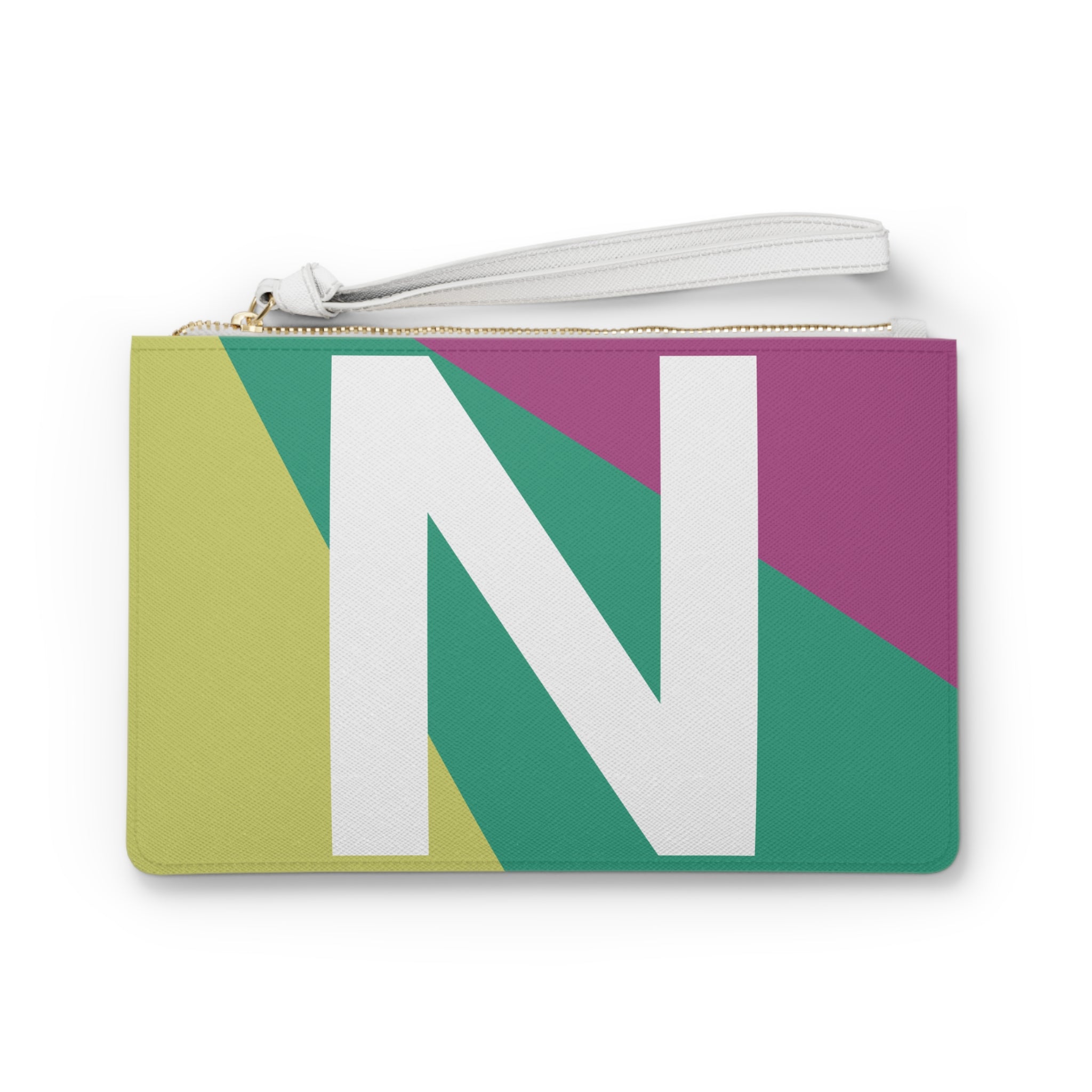 Monogram 'N' Colorblock Clutch Bag — Bold Geometric Wristlet for Everyday & Gifts