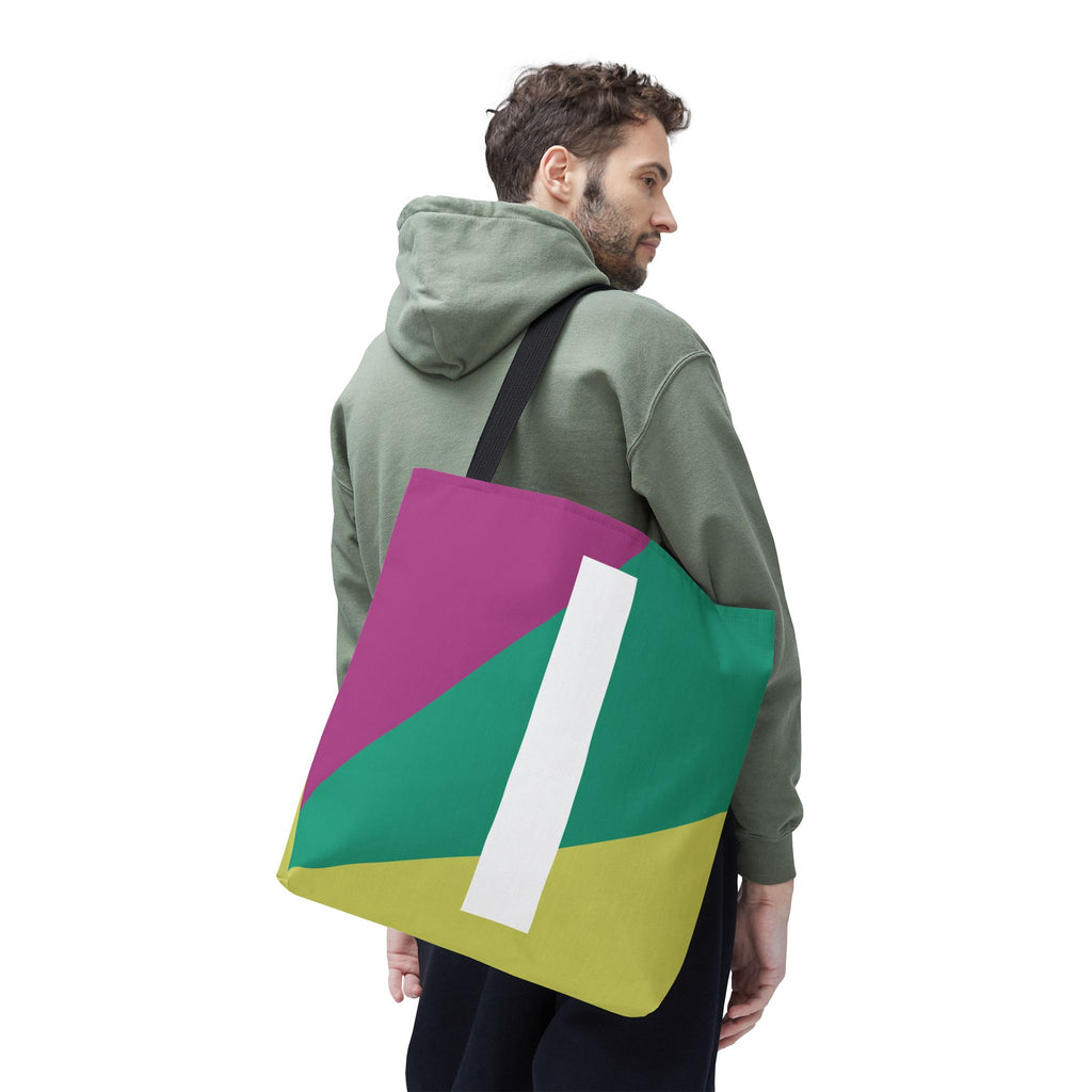 Monogram 'I' Colorblock Tote Bag — Personalized Initial I Shoulder Tote
