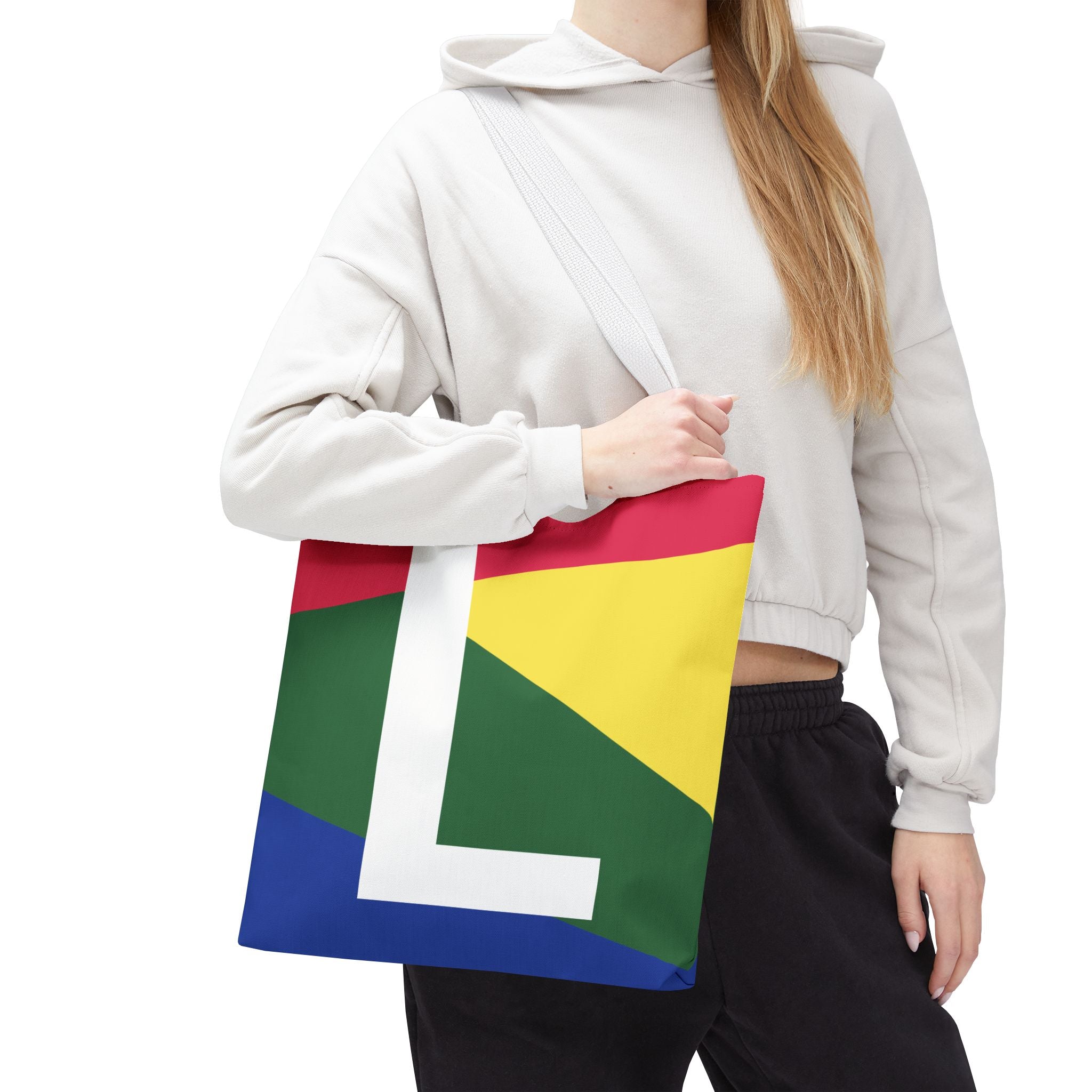 Monogram 'L' Colorblock Tote Bag — Personalized Initial L Shoulder Tote