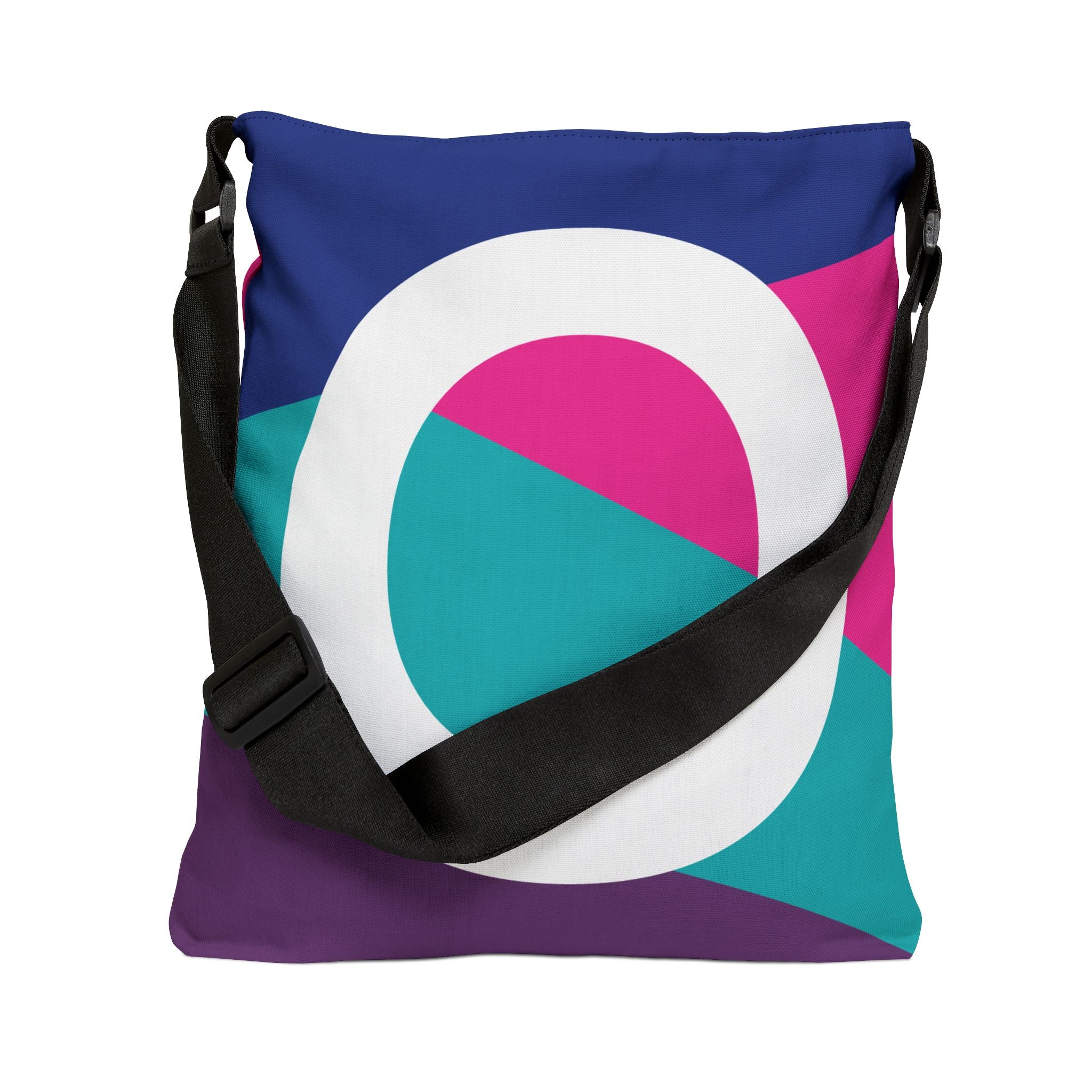 Initial Letter 'O' Colorblock Adjustable Tote Bag — Monogram Alphabet Shoulder Bag