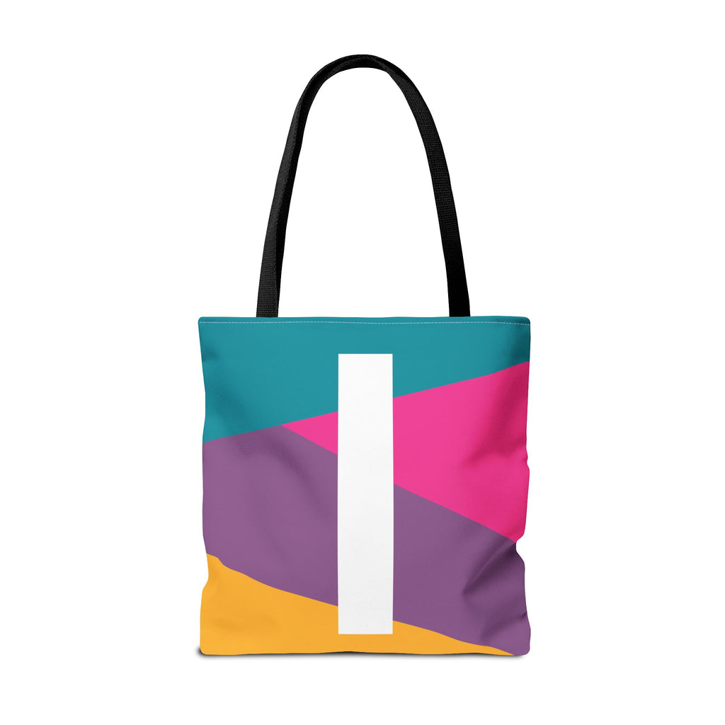 Monogram 'I' Colorblock Tote Bag — Personalized Initial I Shoulder Tote