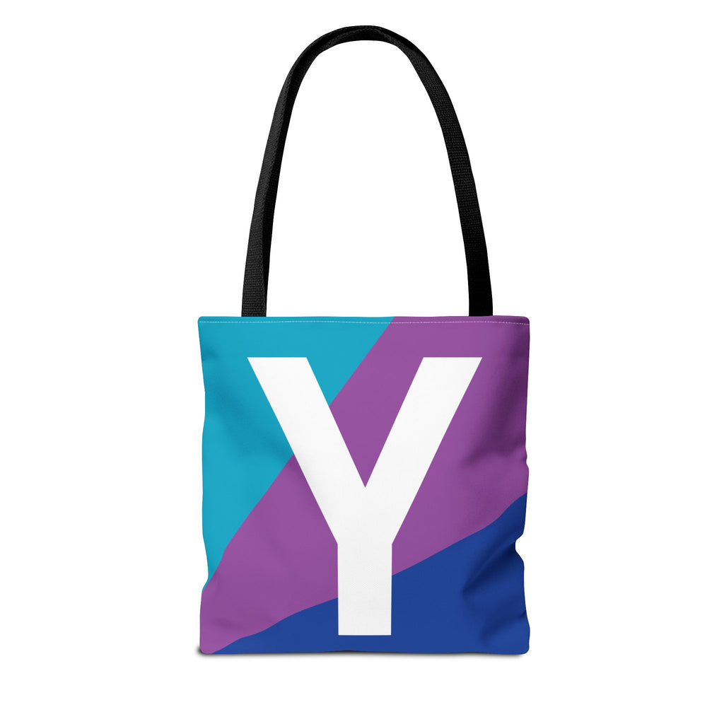 Monogram 'Y' Colorblock Tote Bag — Personalized Initial Y Shoulder Tote