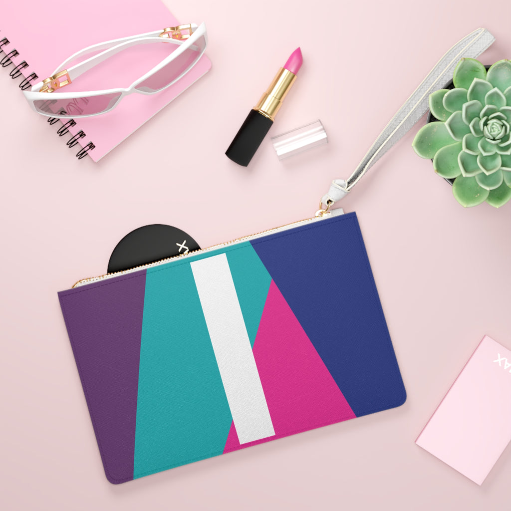 Monogram 'I' Colorblock Clutch Bag — Bold Geometric Wristlet for Everyday & Gifts