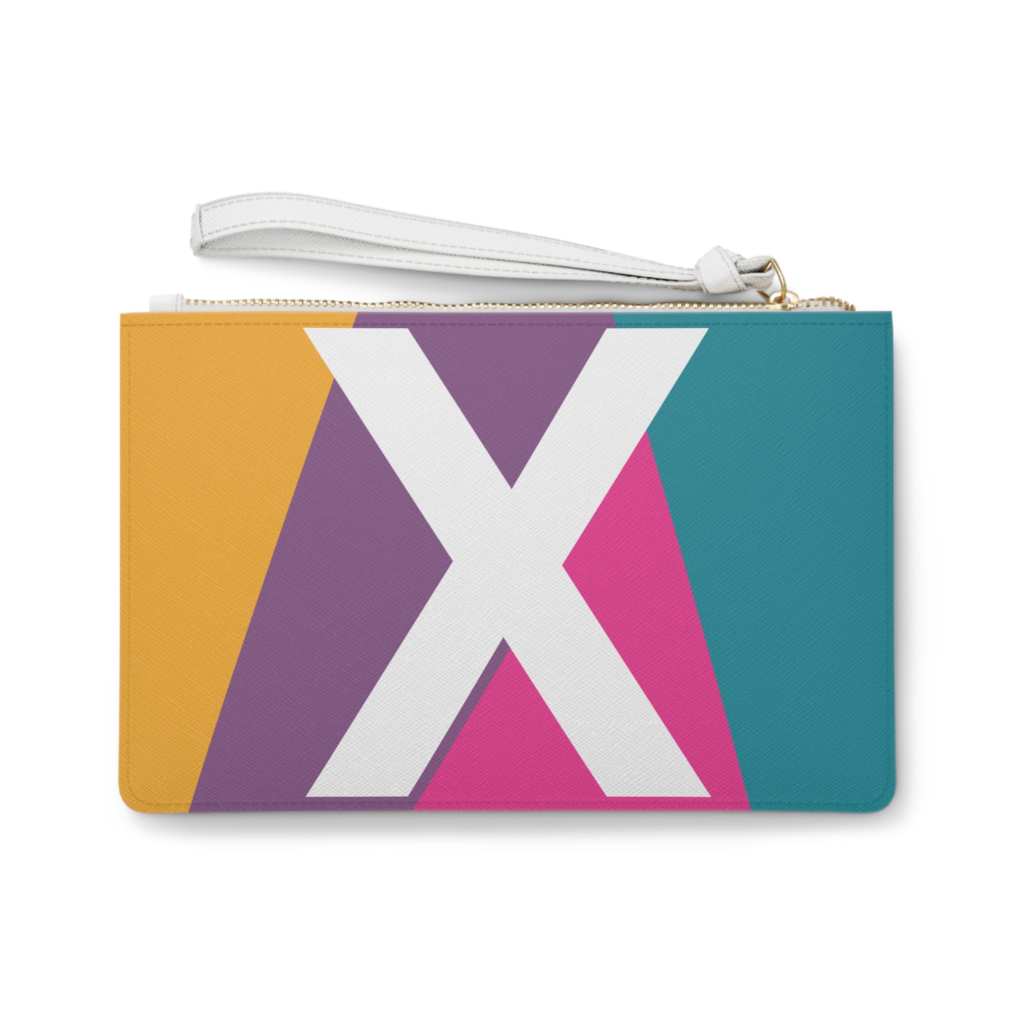 Monogram 'X' Colorblock Clutch Bag — Bold Geometric Wristlet for Everyday & Gifts