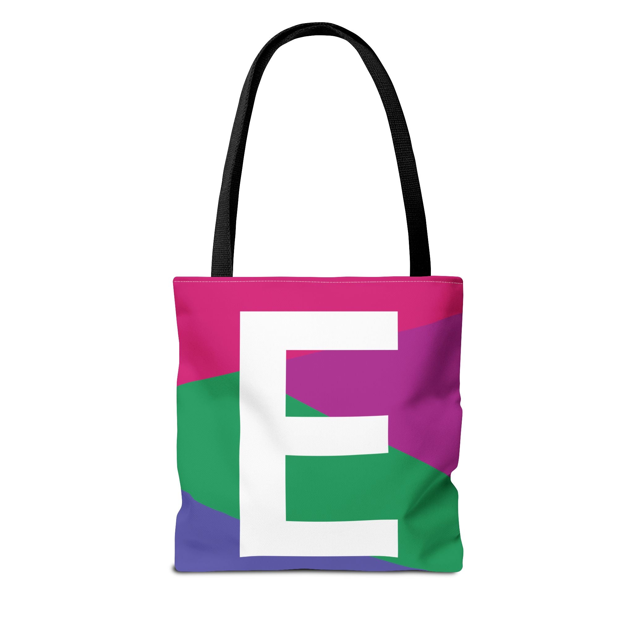 Monogram 'E' Colorblock Tote Bag — Personalized Initial E Shoulder Tote