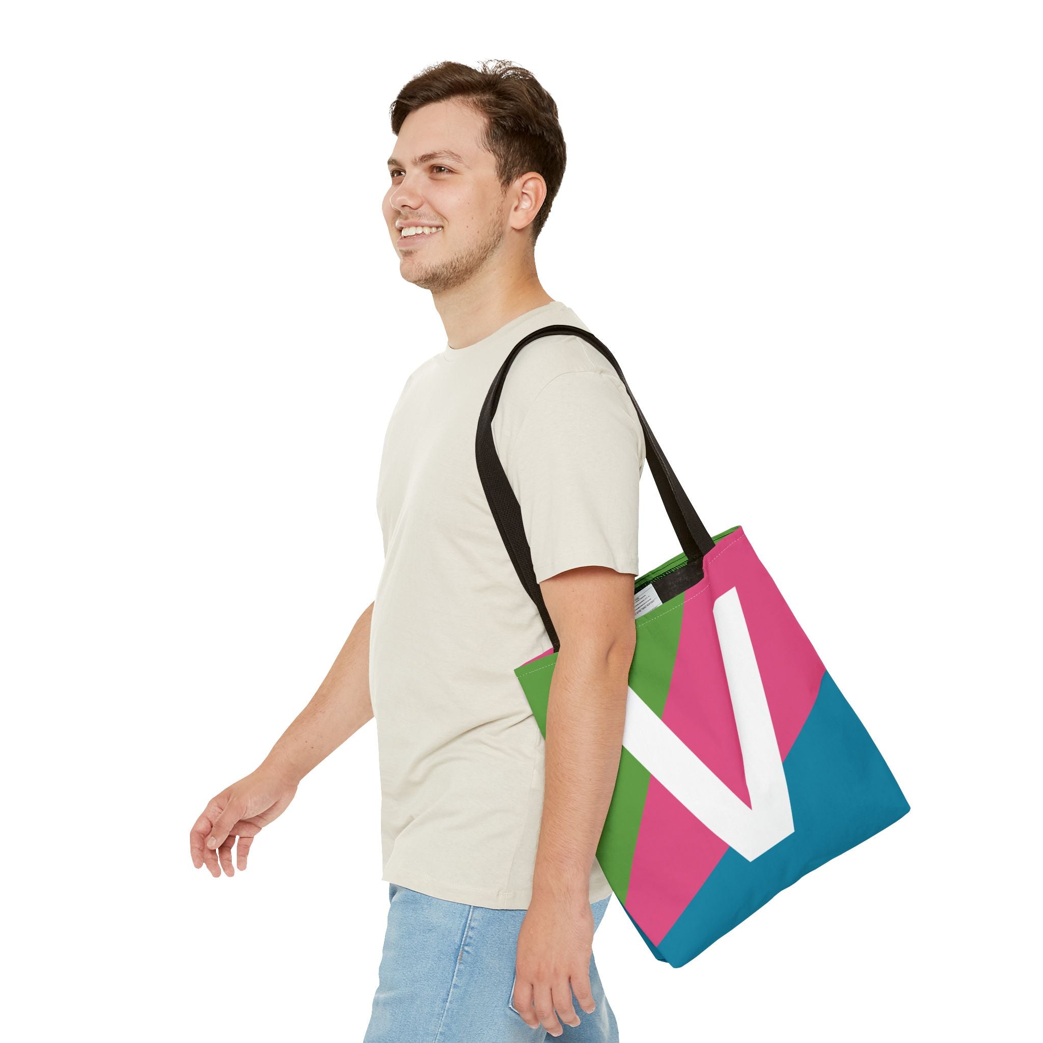 Monogram 'V' Colorblock Tote Bag — Personalized Initial V Shoulder Tote