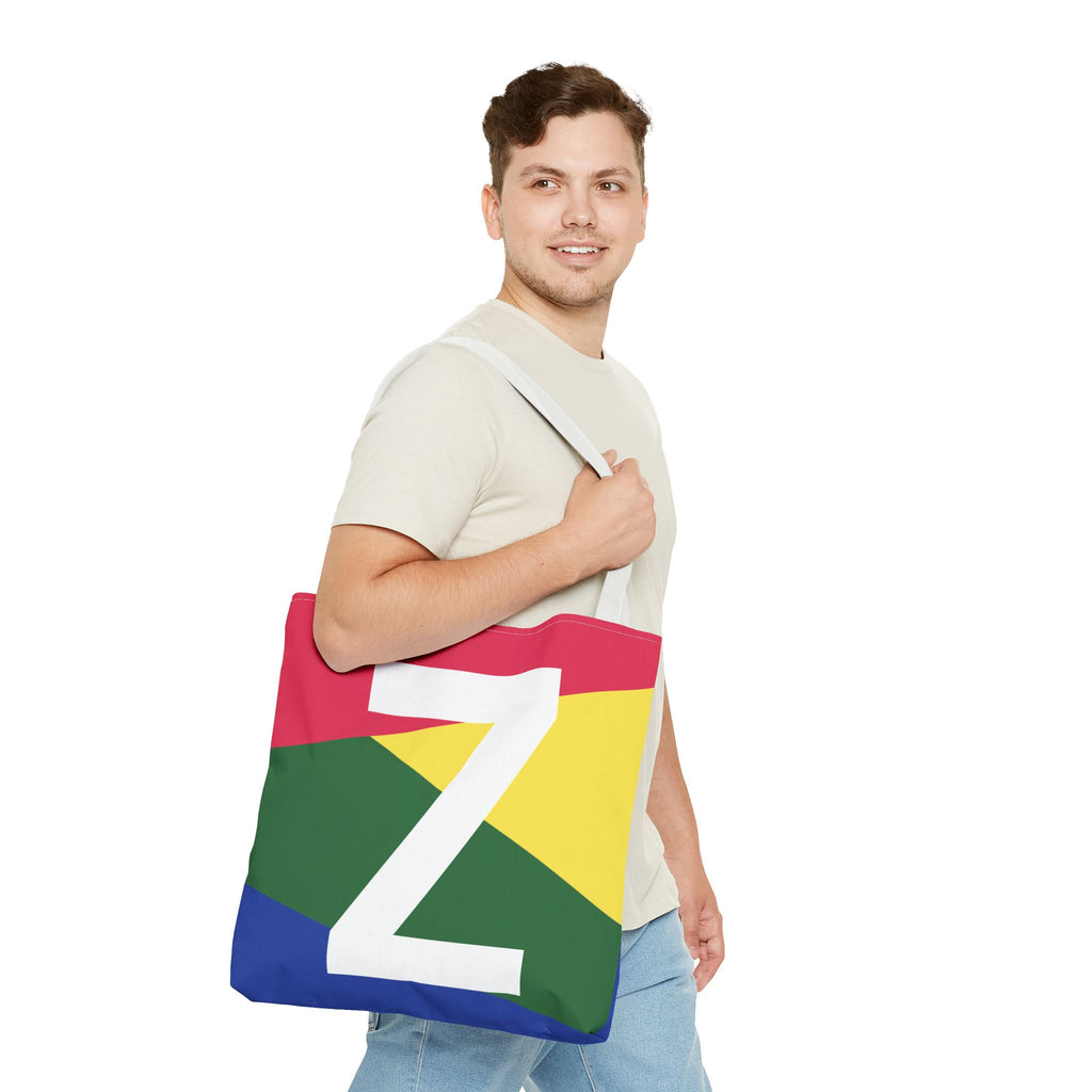 Monogram 'Z' Colorblock Tote Bag — Personalized Initial Z Shoulder Tote