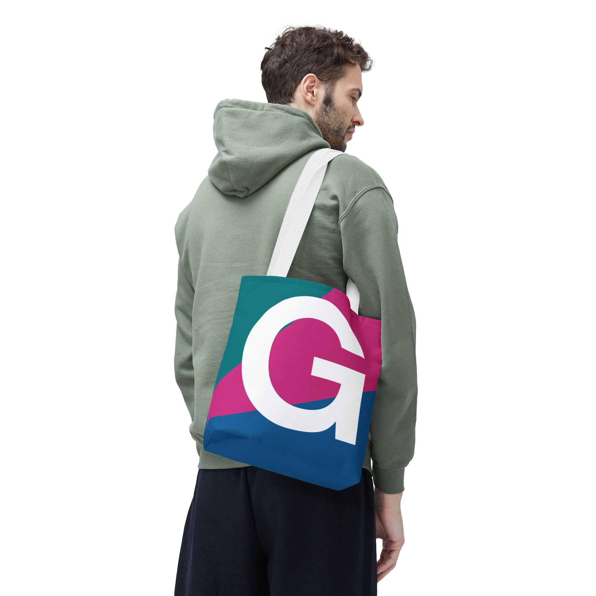 Monogram 'G' Colorblock Tote Bag — Personalized Initial G Shoulder Tote