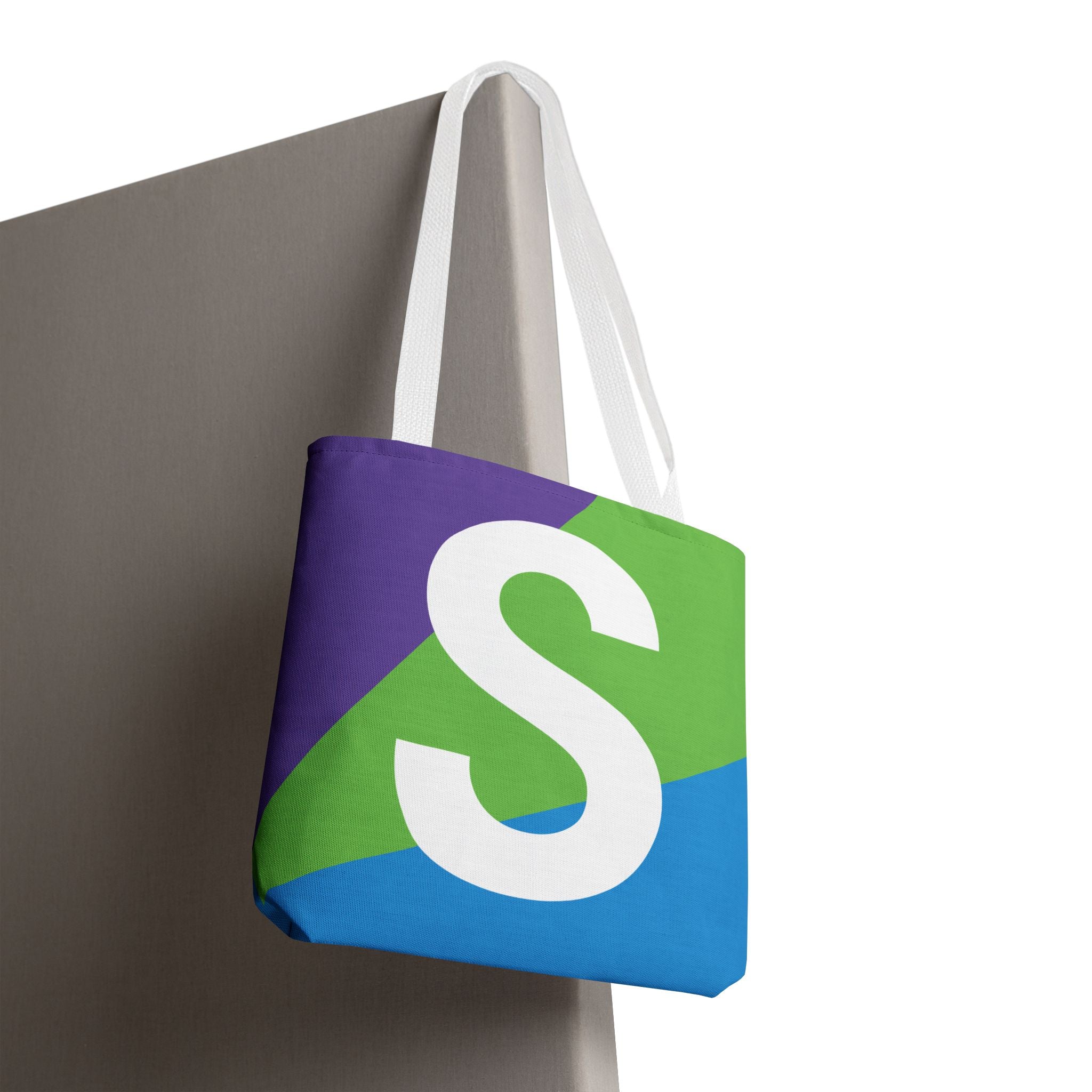 Monogram 'S' Colorblock Tote Bag — Personalized Initial S Shoulder Tote