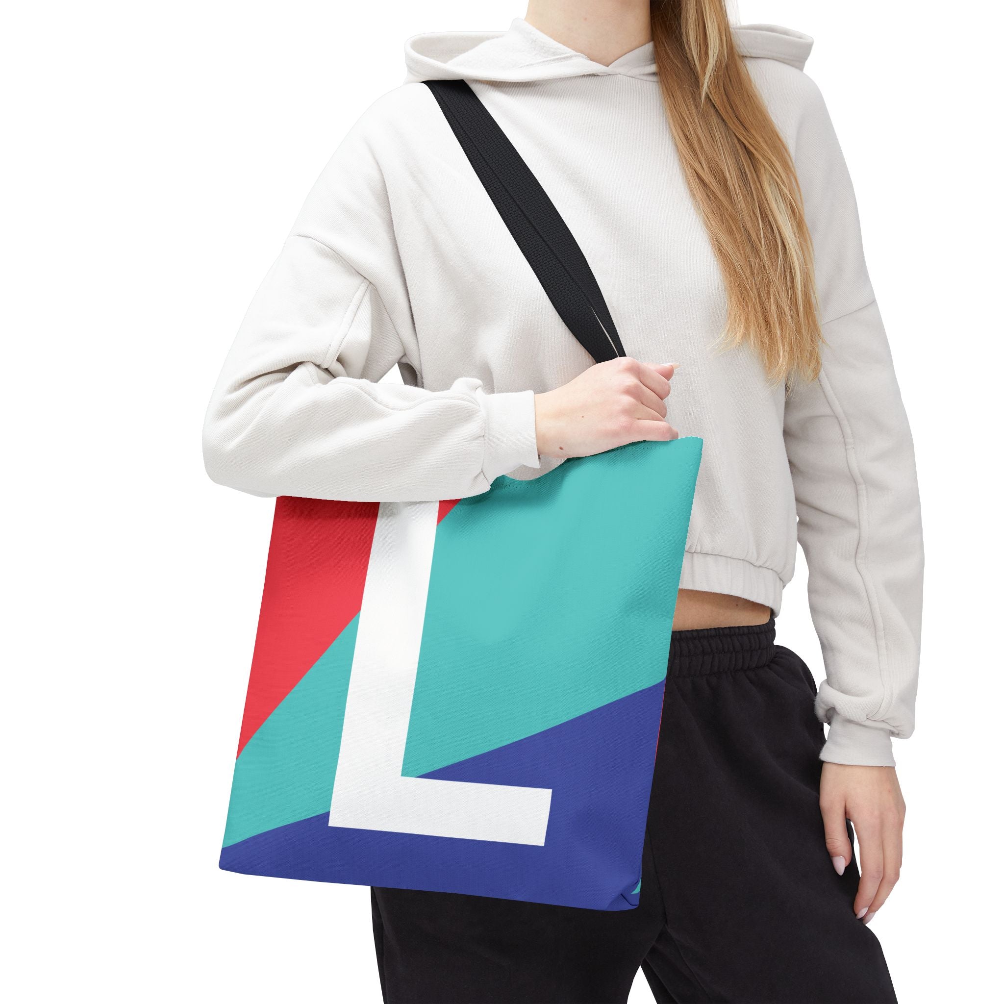 Monogram 'L' Colorblock Tote Bag — Personalized Initial L Shoulder Tote