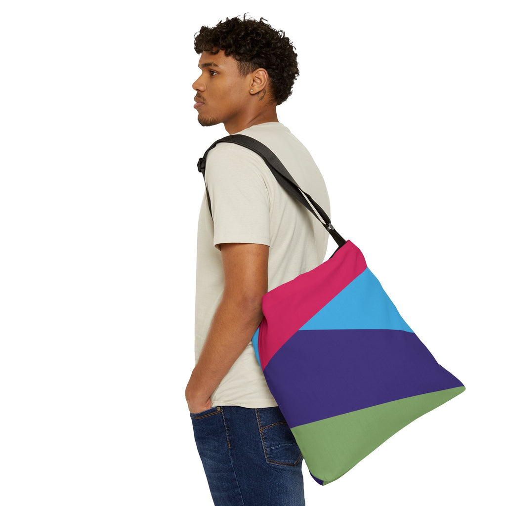 Colorblock Geometric Tote Bag — Adjustable Strap, Bright Abstract Pattern