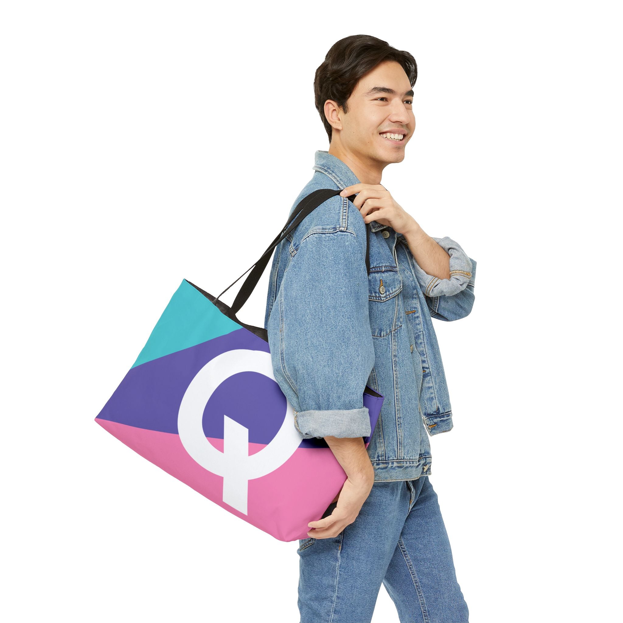 Personalized 'Q' Colorblock Tote Bag — Monogram Weekender Tote