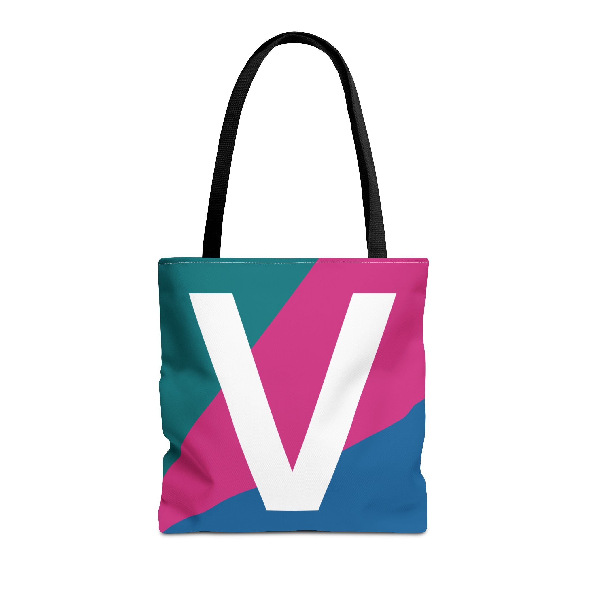 Monogram 'V' Colorblock Tote Bag — Personalized Initial V Shoulder Tote