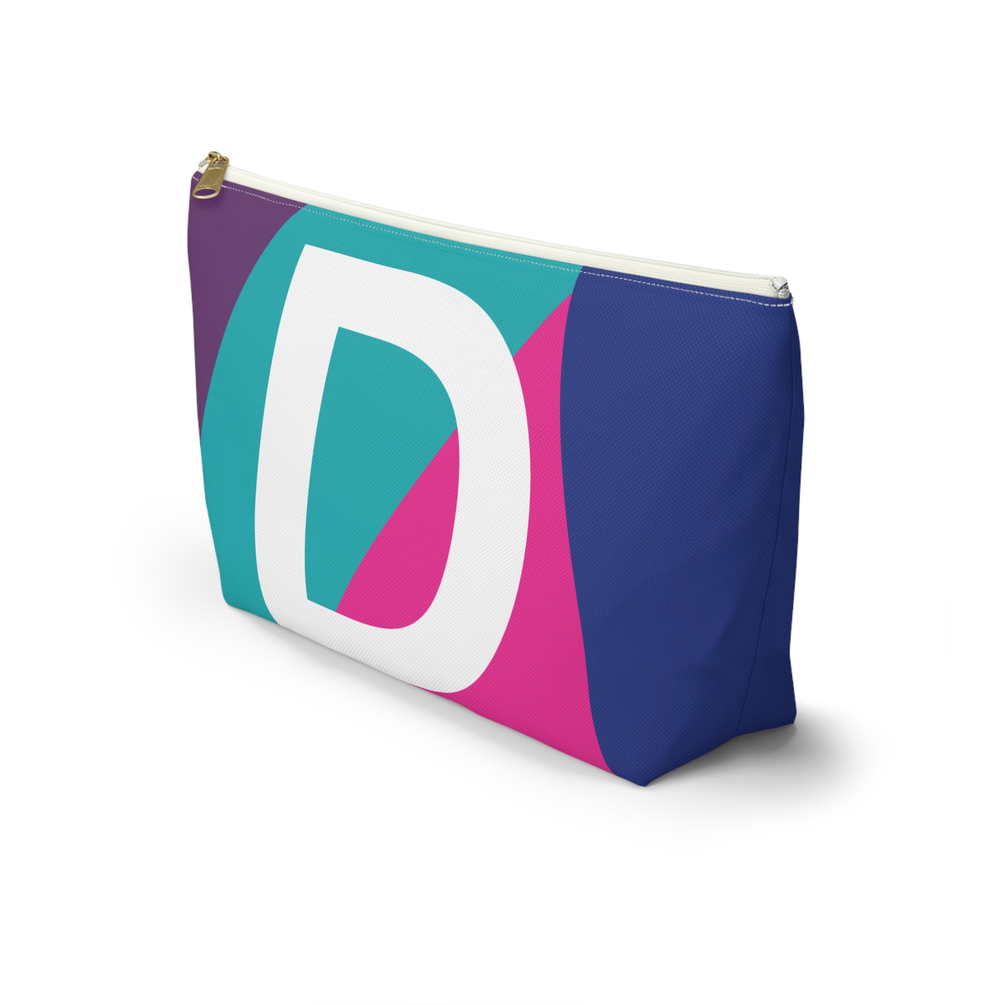 Initials Colorblock Accessory Pouch — Monogram D T-Bottom Cosmetic Bag