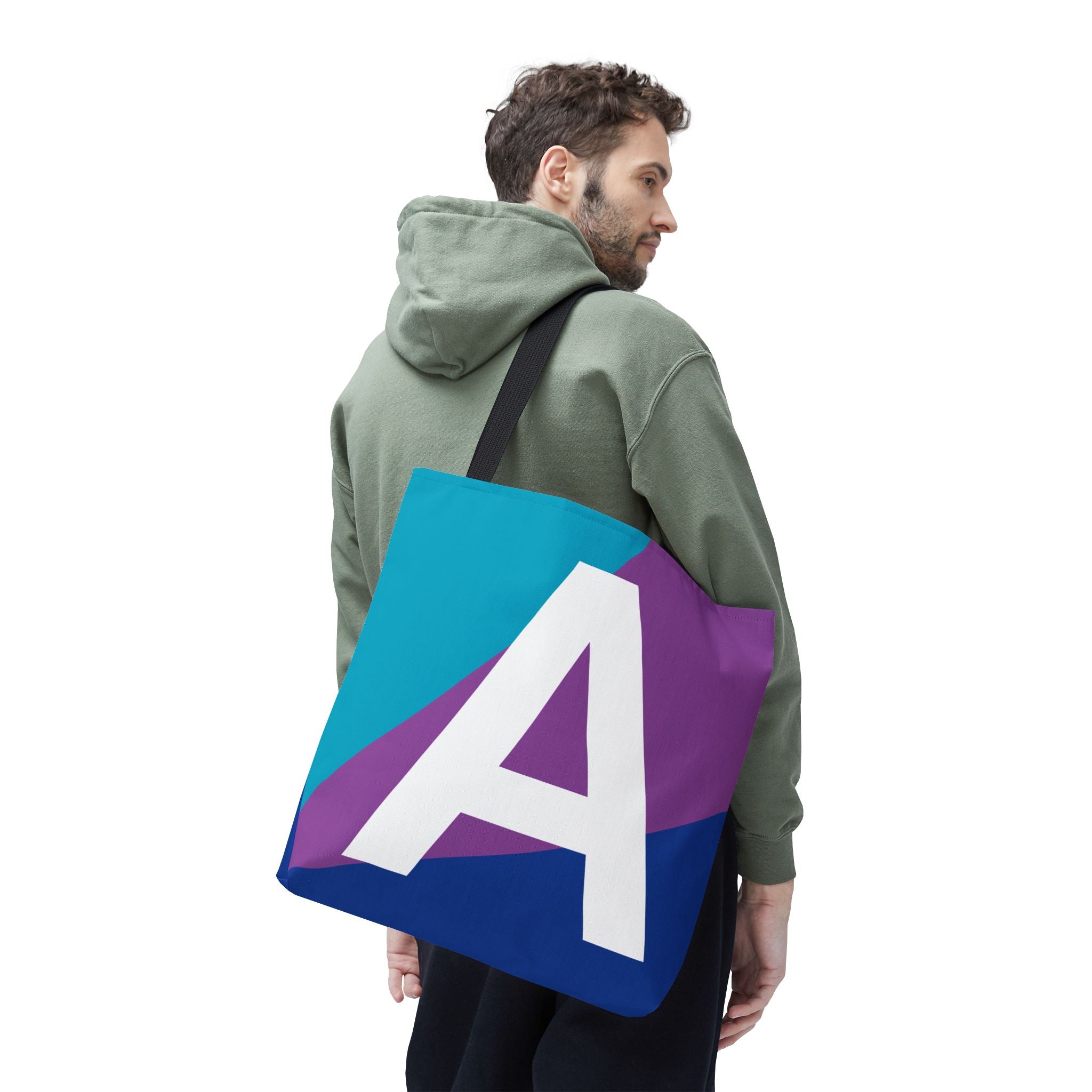 Monogram 'A' Colorblock Tote Bag — Personalized Initial A Shoulder Tote