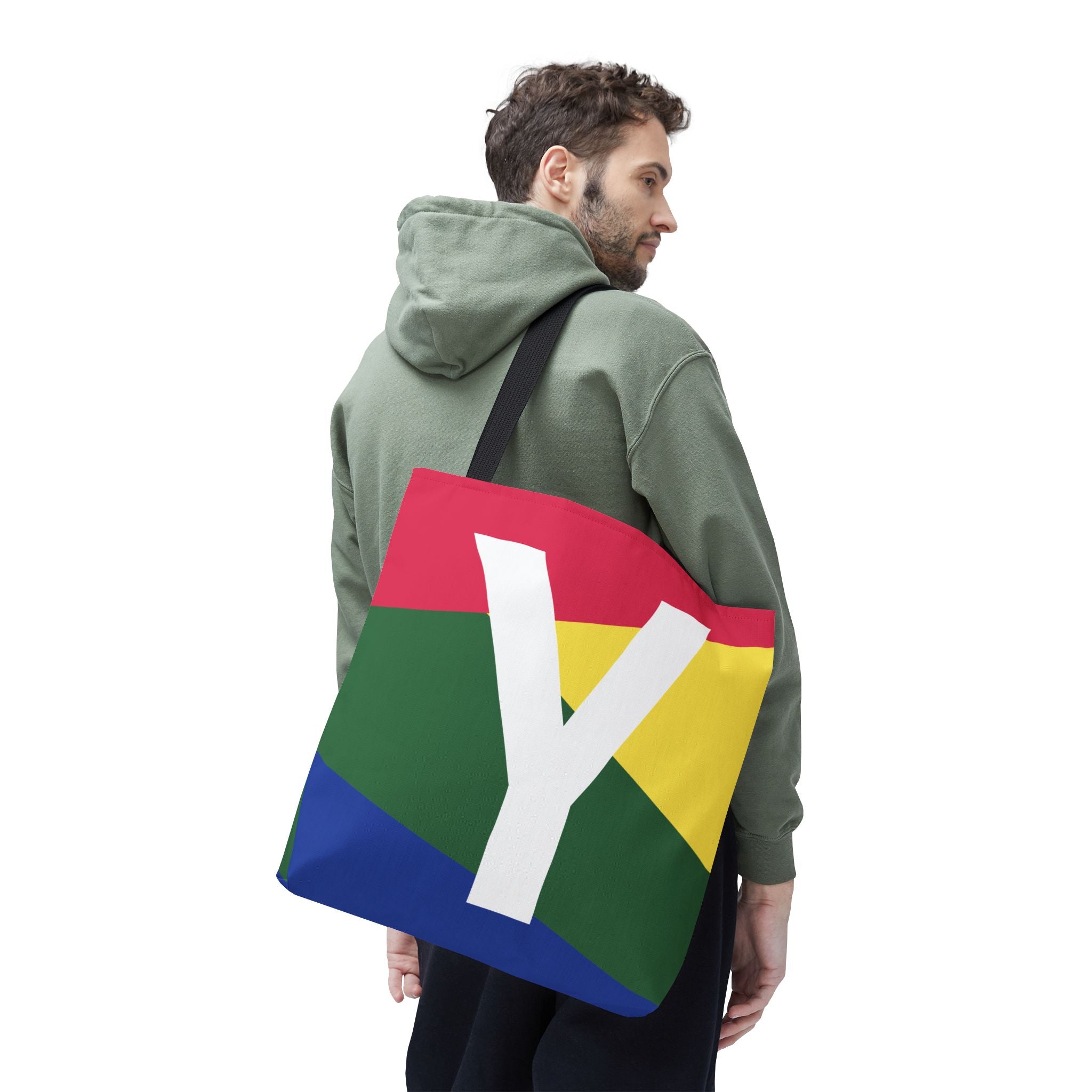 Monogram 'Y' Colorblock Tote Bag — Personalized Initial Y Shoulder Tote