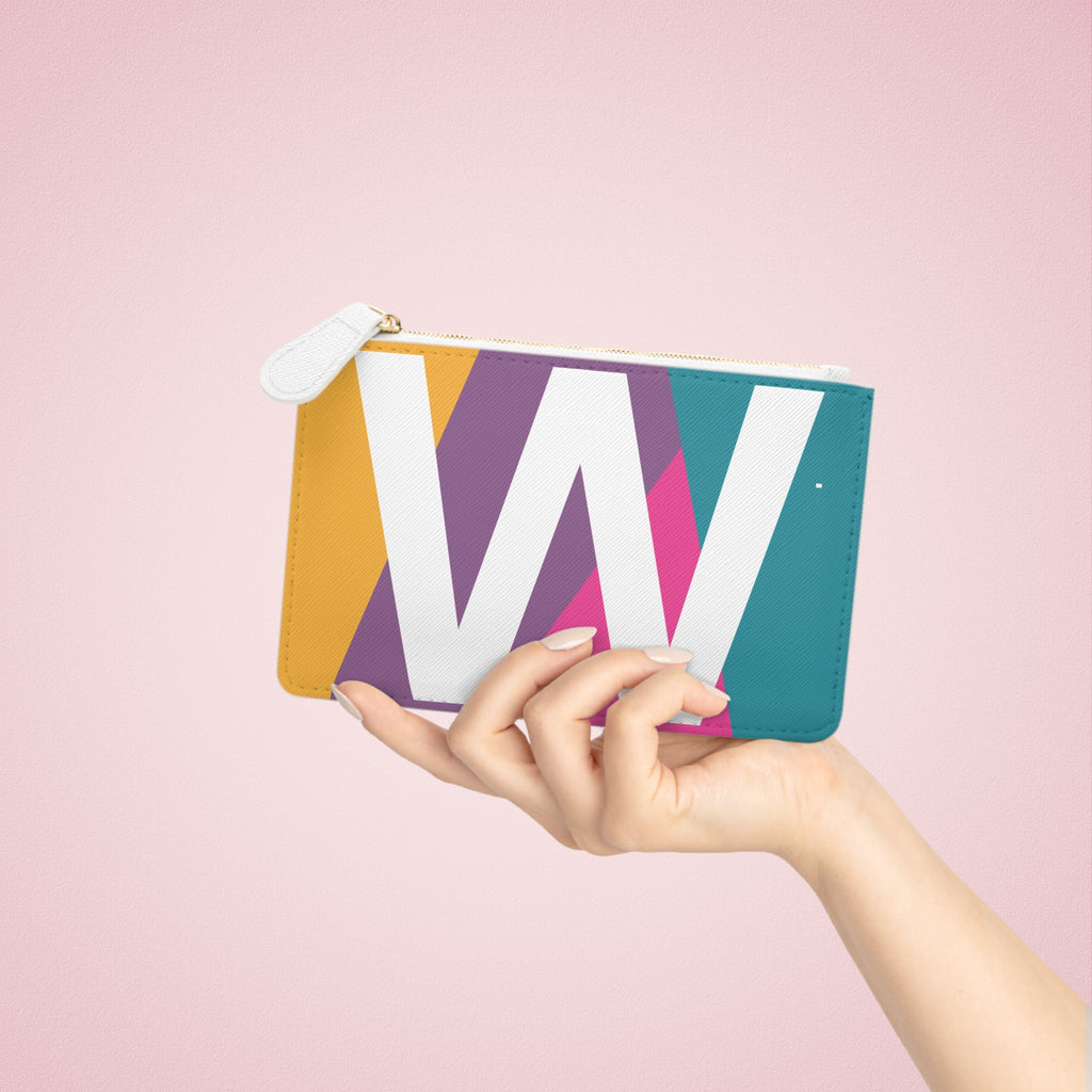 Initial W Mini Clutch — Colorblock Monogram Wristlet Wallet