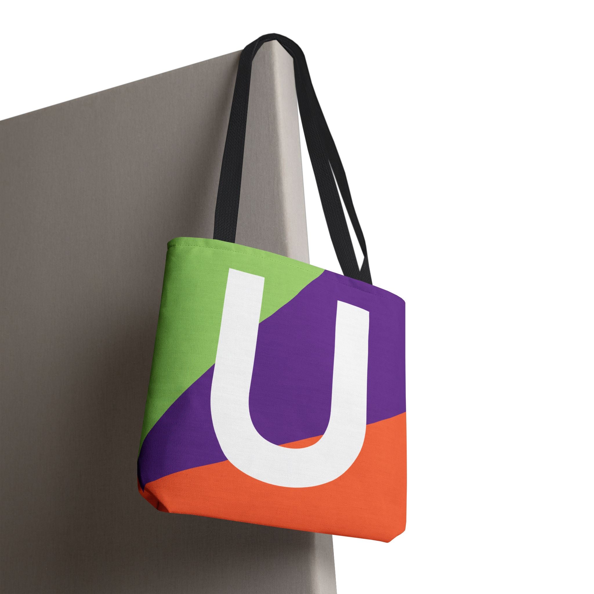 Monogram 'U' Colorblock Tote Bag — Personalized Initial U Shoulder Tote
