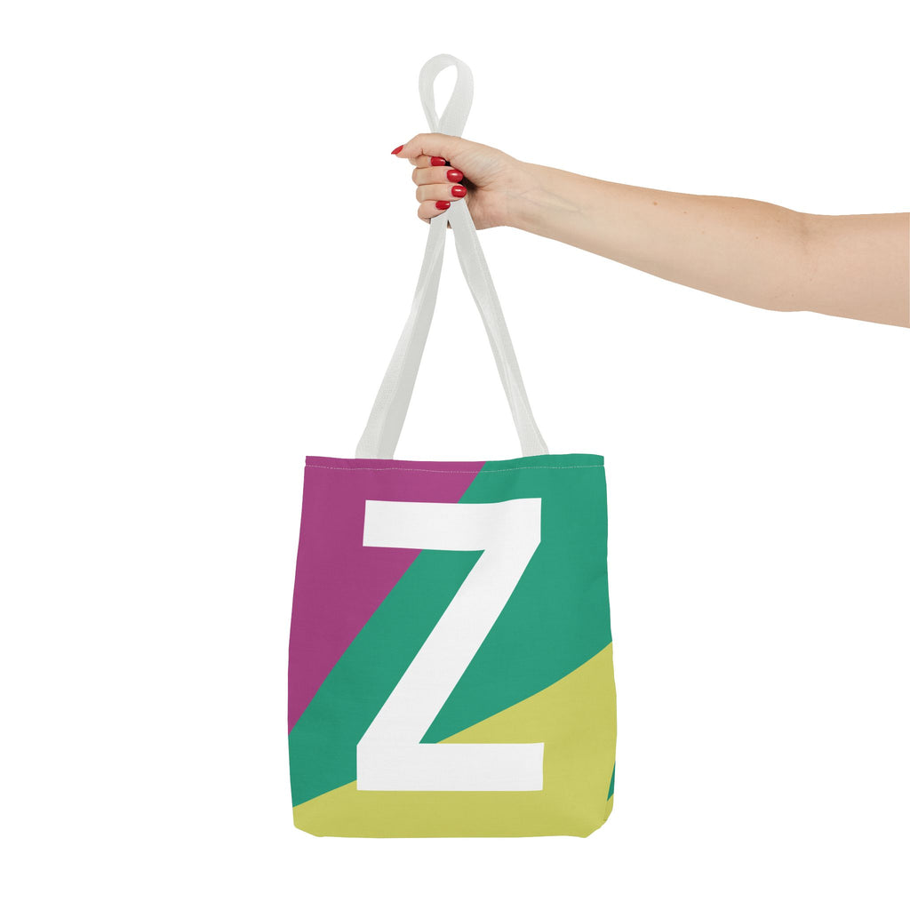 Monogram 'Z' Colorblock Tote Bag — Personalized Initial Z Shoulder Tote