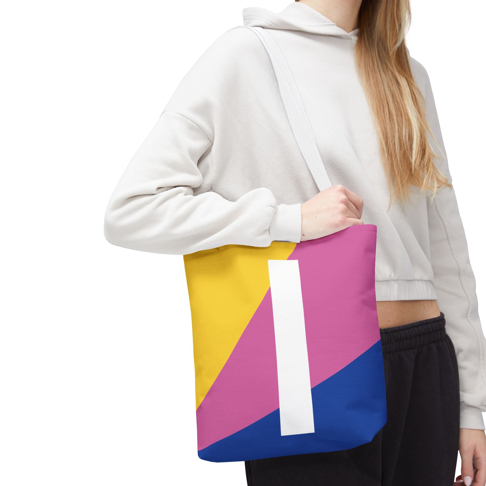 Monogram 'I' Colorblock Tote Bag — Personalized Initial I Shoulder Tote