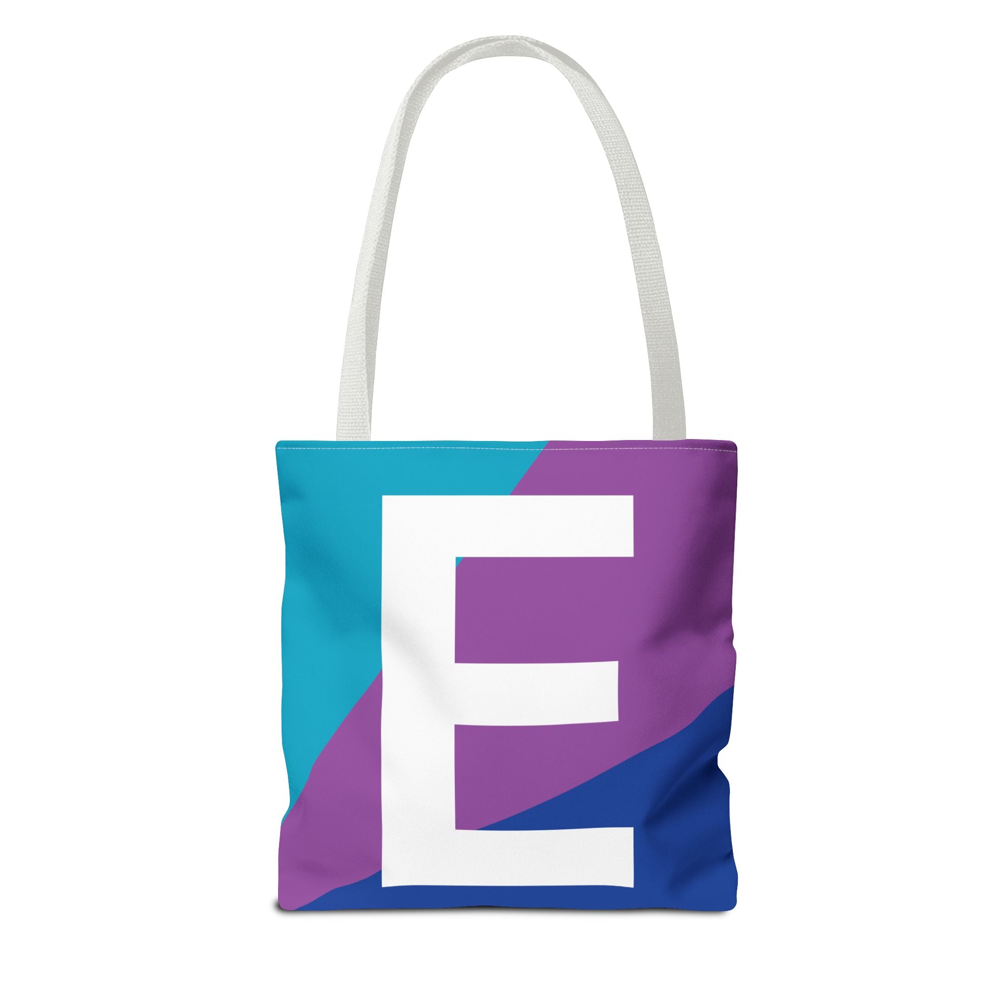 Monogram 'E' Colorblock Tote Bag — Personalized Initial E Shoulder Tote