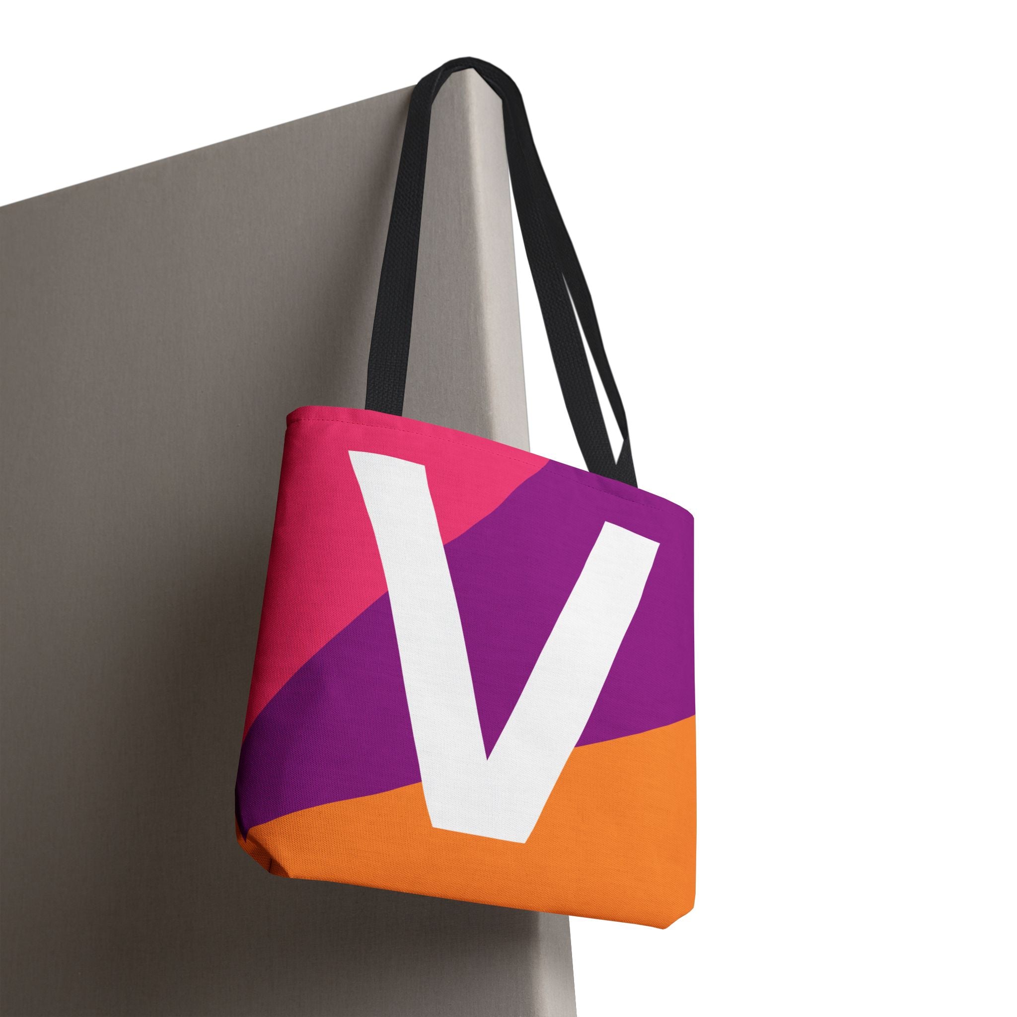 Monogram 'V' Colorblock Tote Bag — Personalized Initial V Shoulder Tote