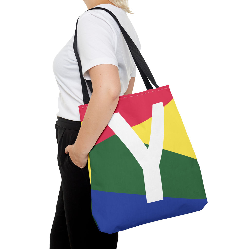 Monogram 'Y' Colorblock Tote Bag — Personalized Initial Y Shoulder Tote