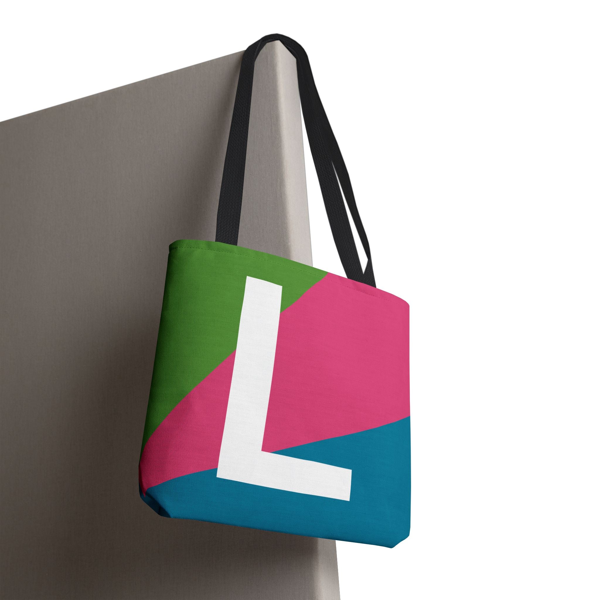 Monogram 'L' Colorblock Tote Bag — Personalized Initial L Shoulder Tote