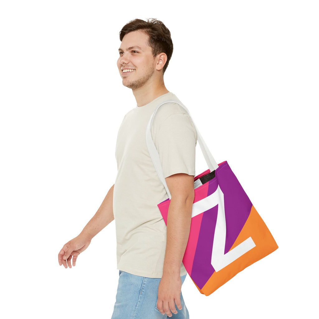 Monogram 'Z' Colorblock Tote Bag — Personalized Initial Z Shoulder Tote