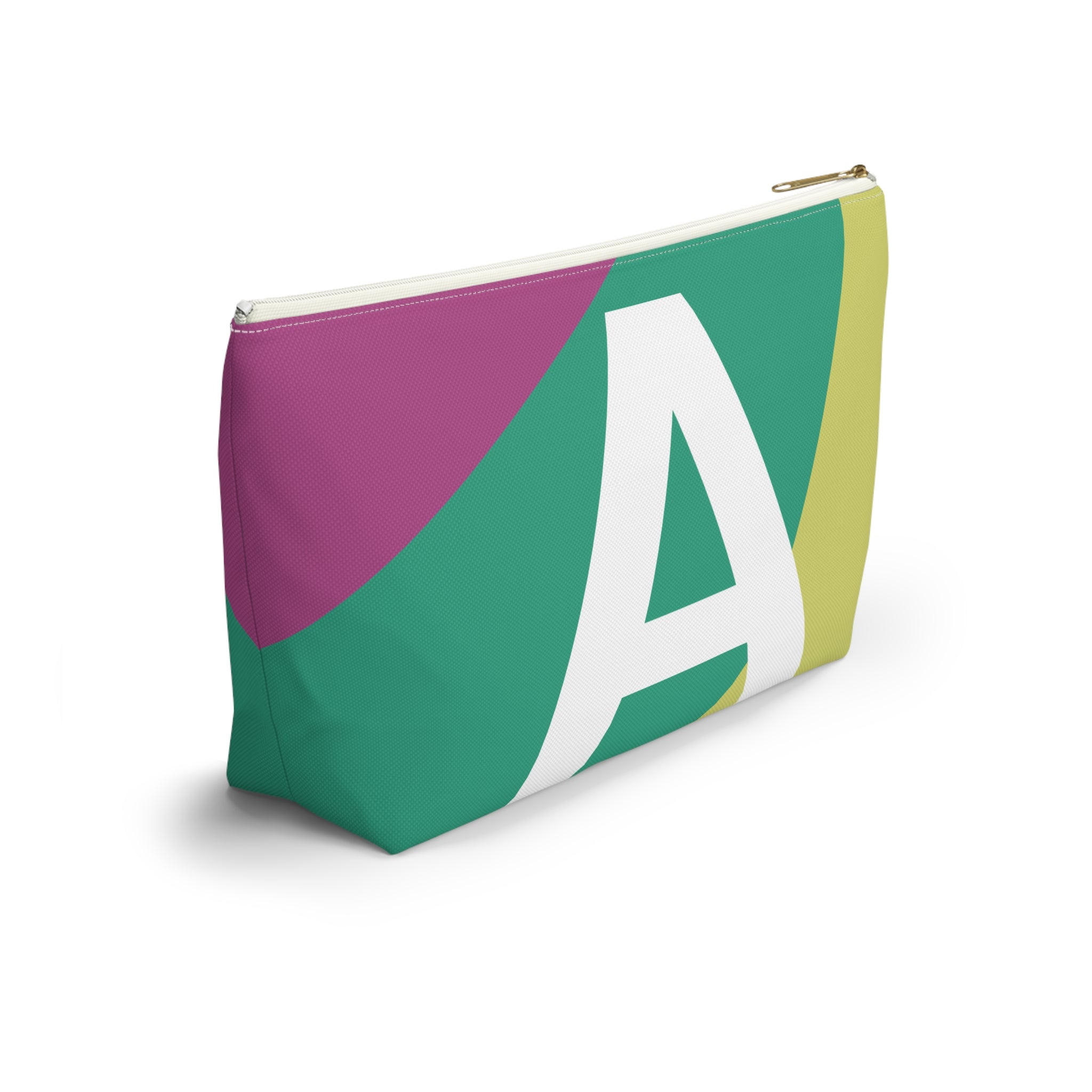 Initials Colorblock Accessory Pouch — Monogram A T-Bottom Cosmetic Bag