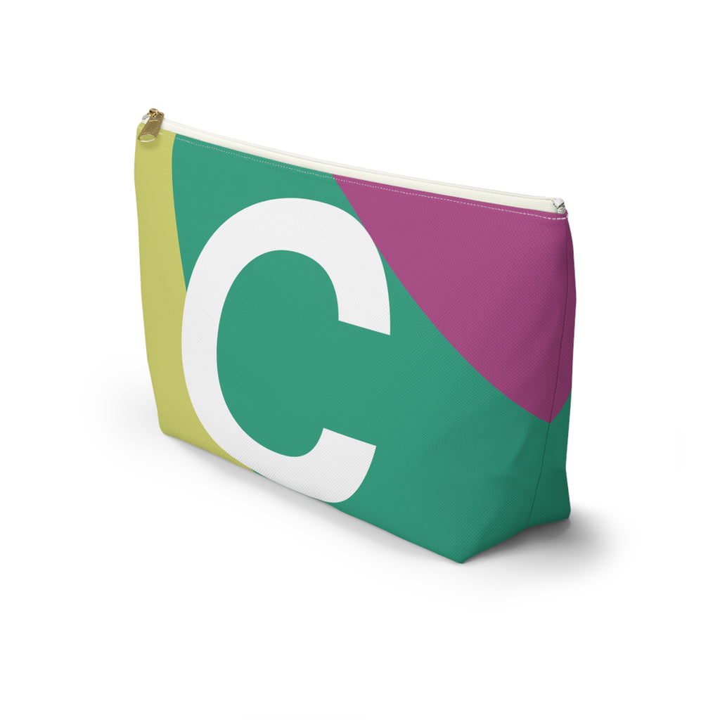 Initials Colorblock Accessory Pouch — Monogram C T-Bottom Cosmetic Bag