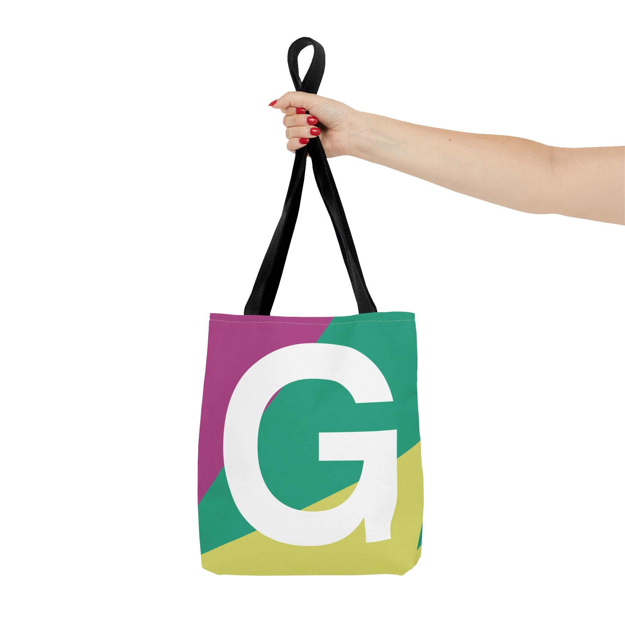 Monogram 'G' Colorblock Tote Bag — Personalized Initial G Shoulder Tote