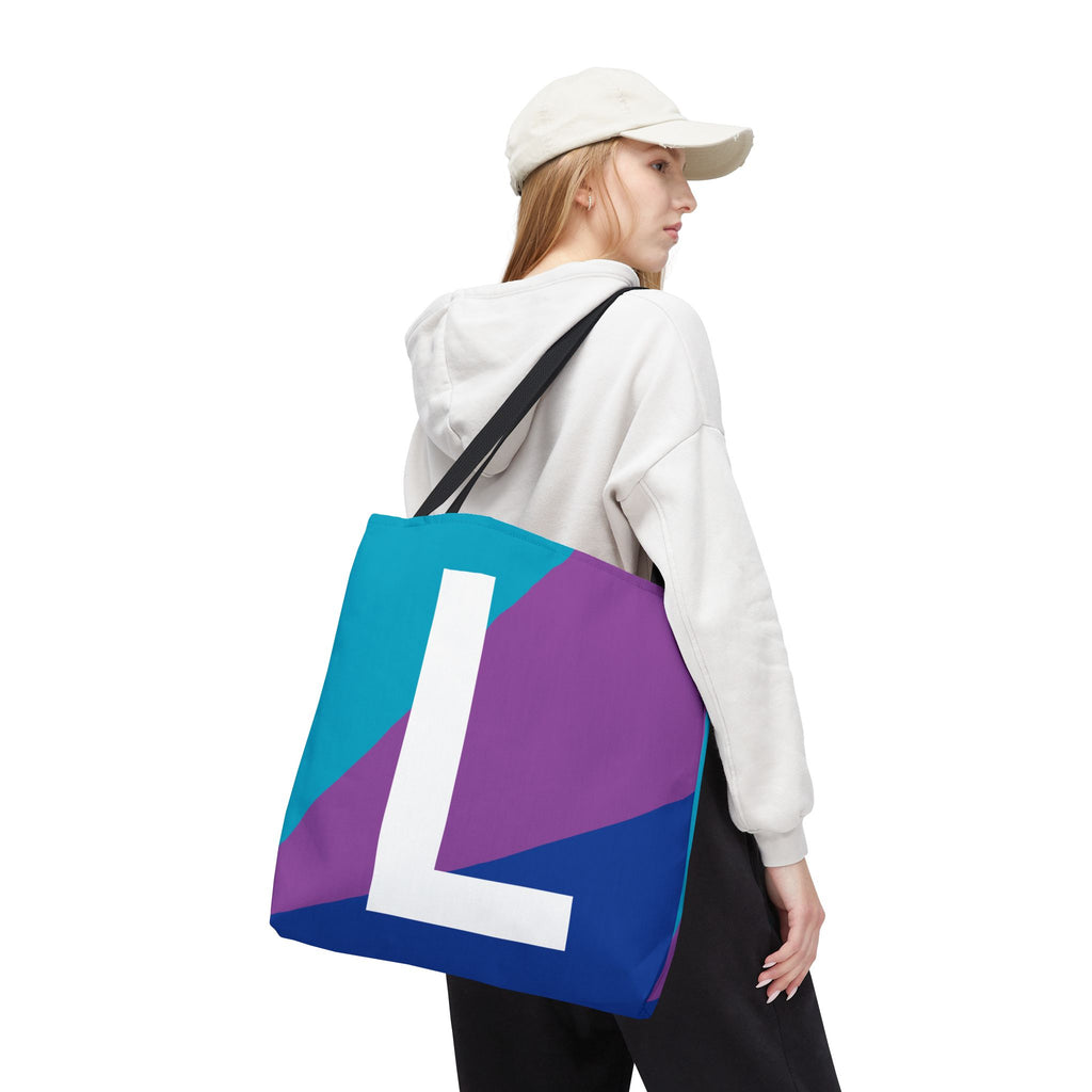 Monogram 'L' Colorblock Tote Bag — Personalized Initial L Shoulder Tote