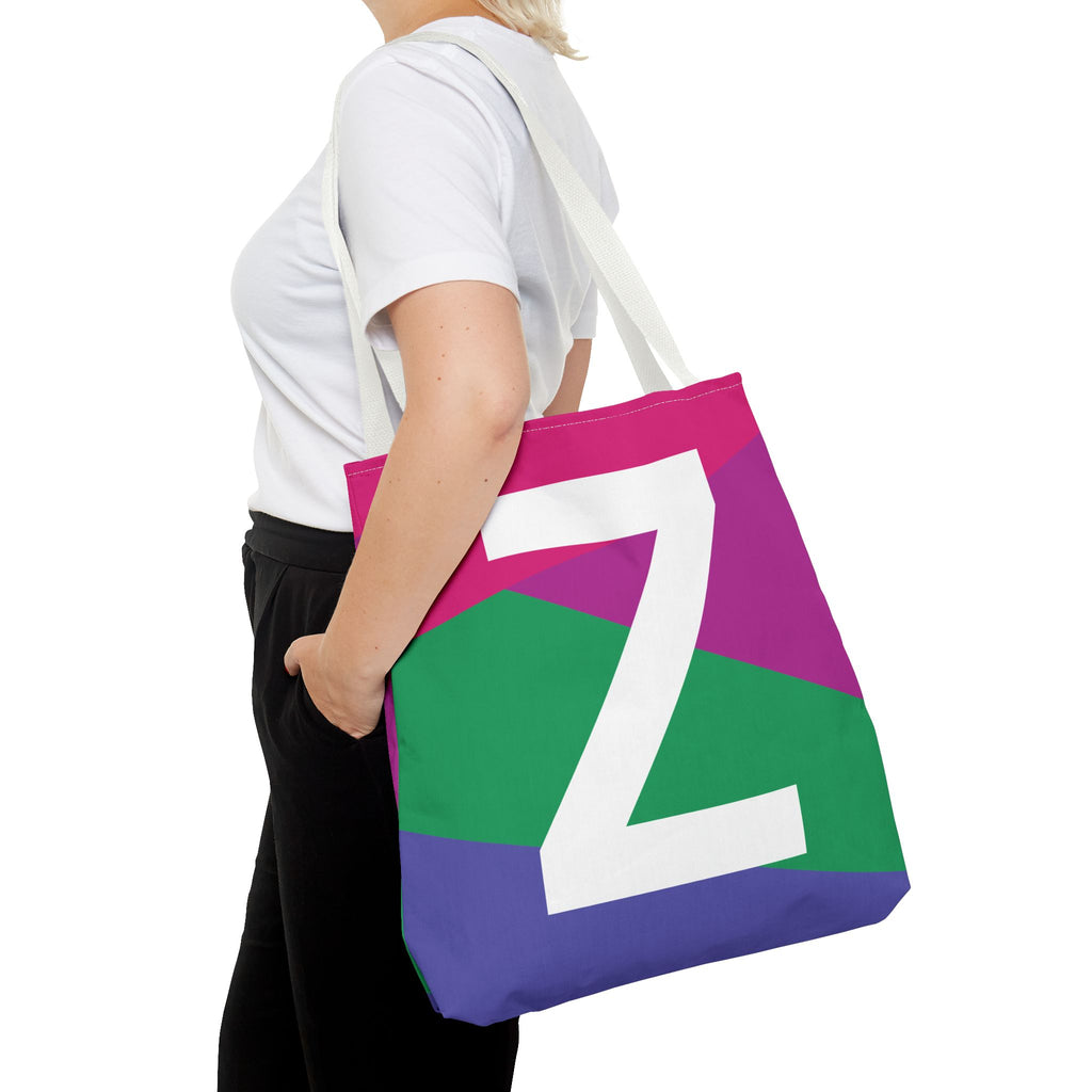 Monogram 'Z' Colorblock Tote Bag — Personalized Initial Z Shoulder Tote
