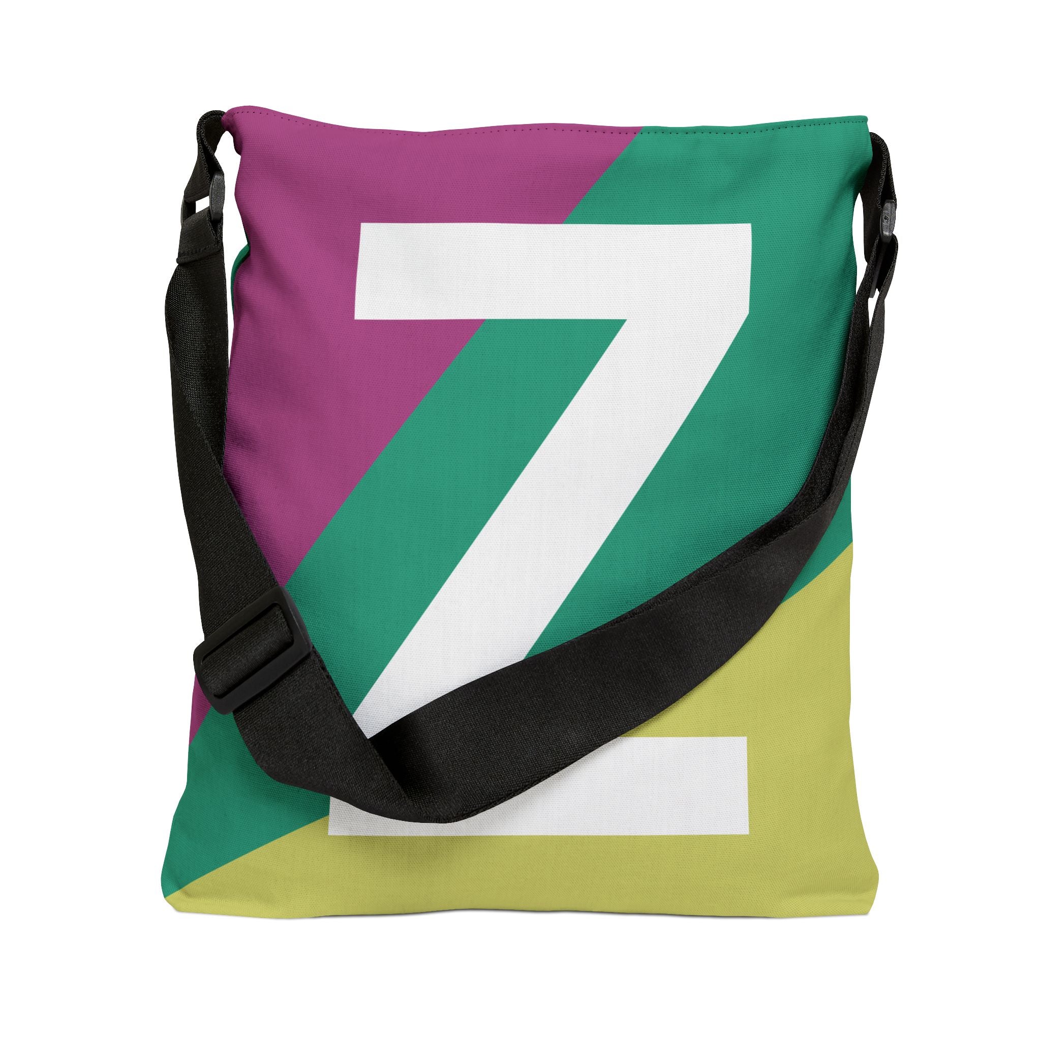 Initial Letter 'Z' Colorblock Adjustable Tote Bag — Monogram Alphabet Shoulder Bag