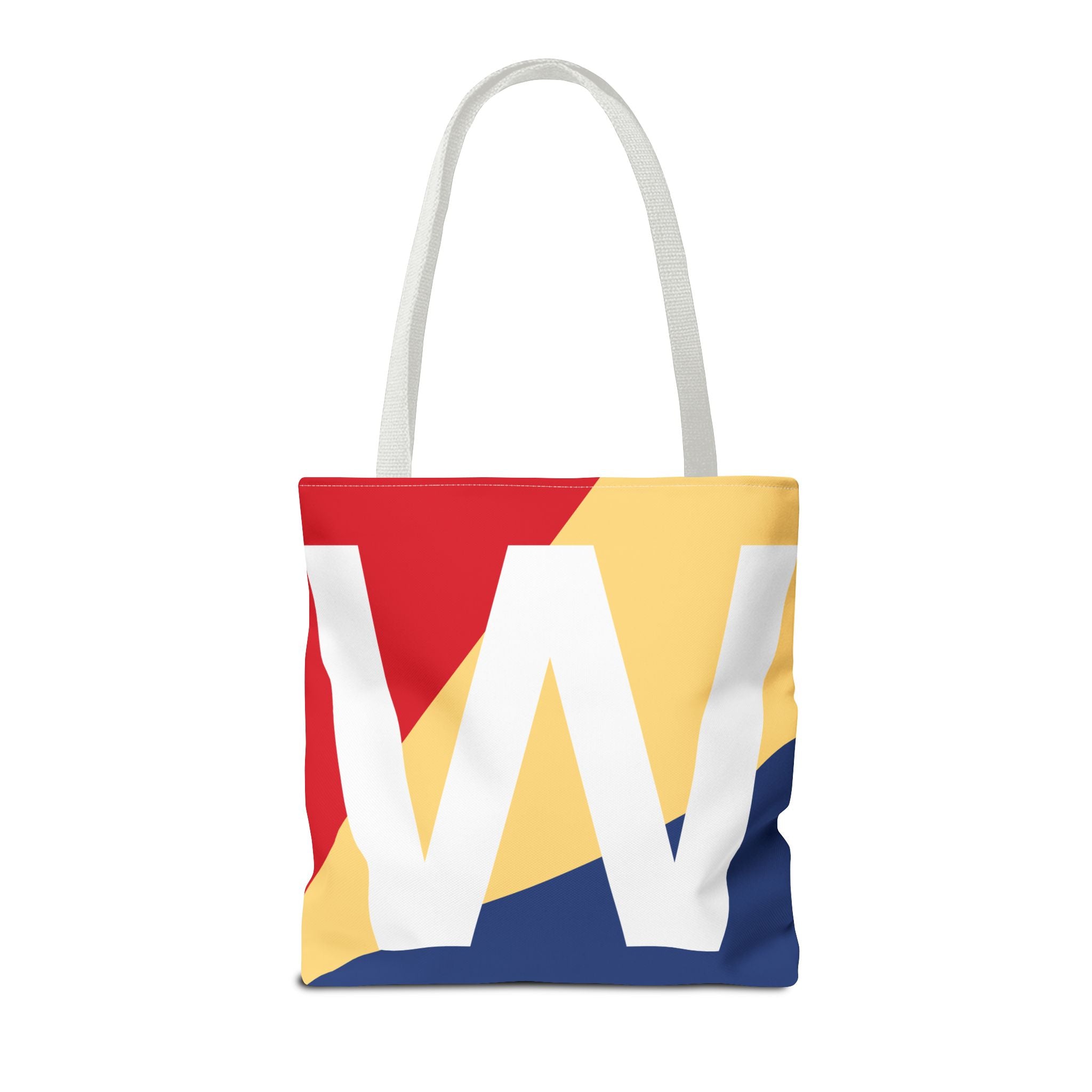 Monogram 'W' Colorblock Tote Bag — Personalized Initial W Shoulder Tote