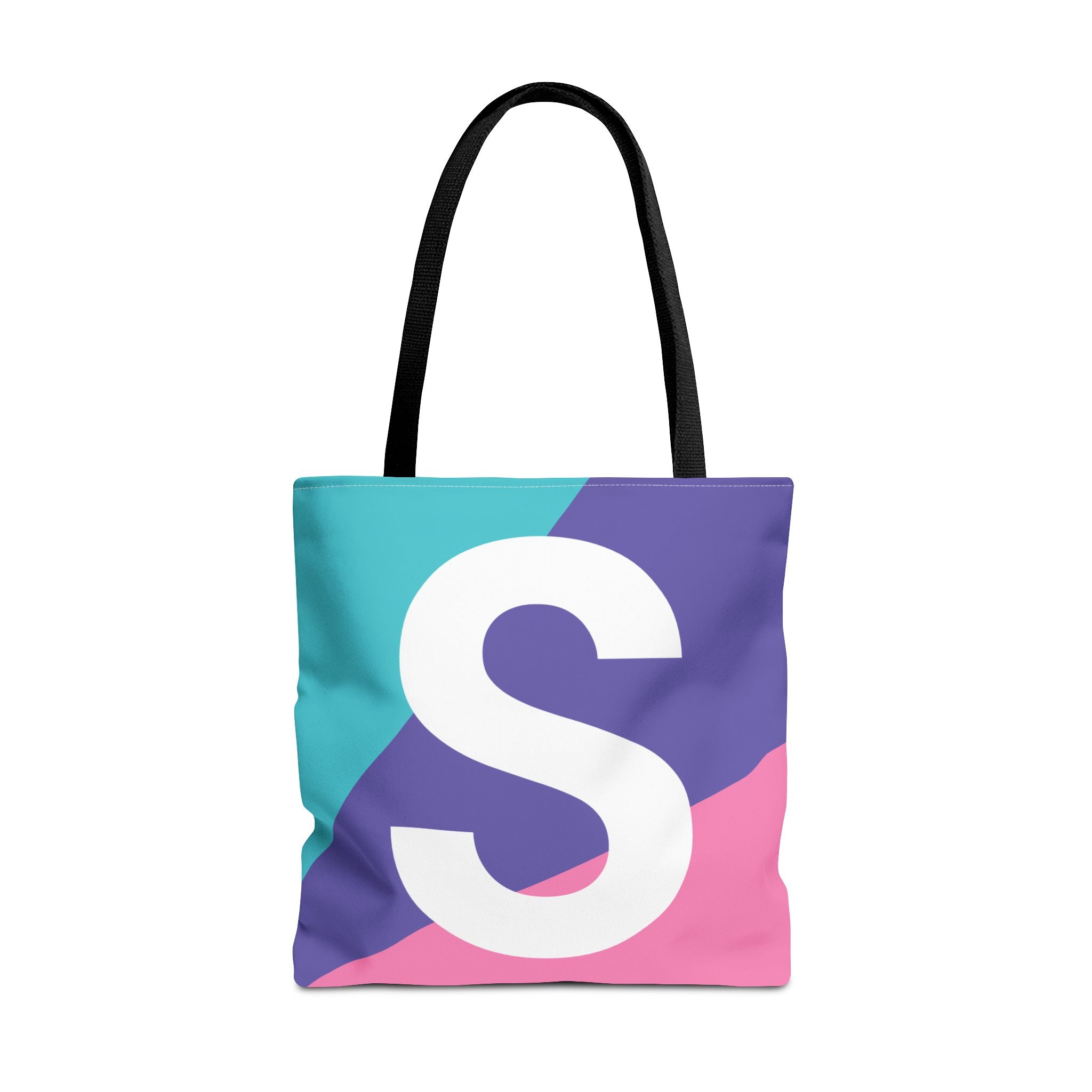 Monogram 'S' Colorblock Tote Bag — Personalized Initial S Shoulder Tote