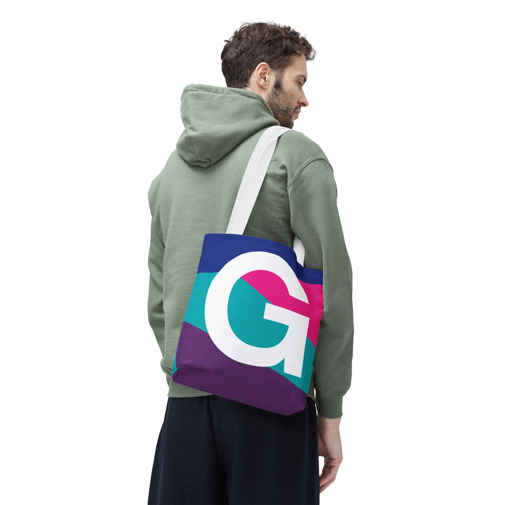 Monogram 'G' Colorblock Tote Bag — Personalized Initial G Shoulder Tote