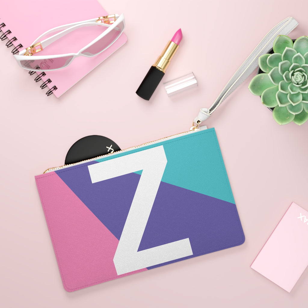 Monogram 'Z' Colorblock Clutch Bag — Bold Geometric Wristlet for Everyday & Gifts